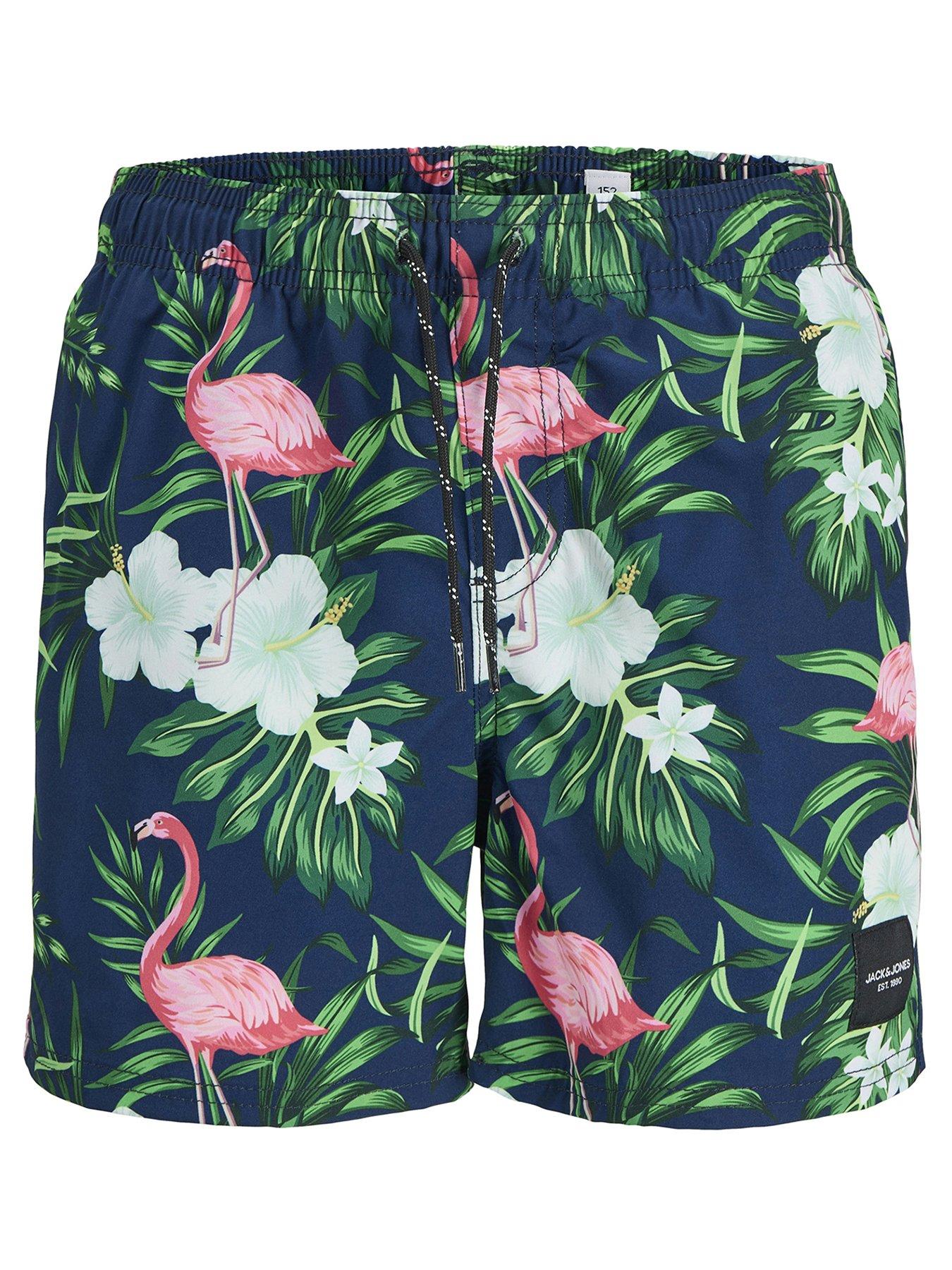 undefined Boys Maui Flamingo Print Swim Shorts - Navy