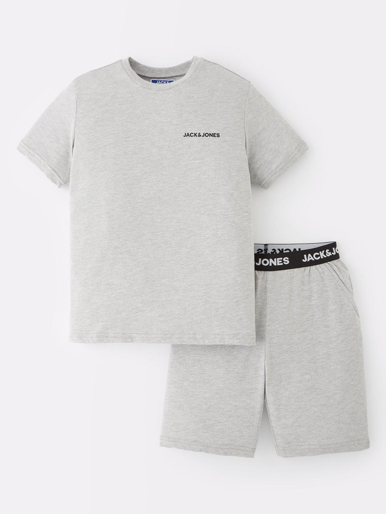 undefined Boys Everest T-Shirt And Shorts Lounge Set - Light Grey