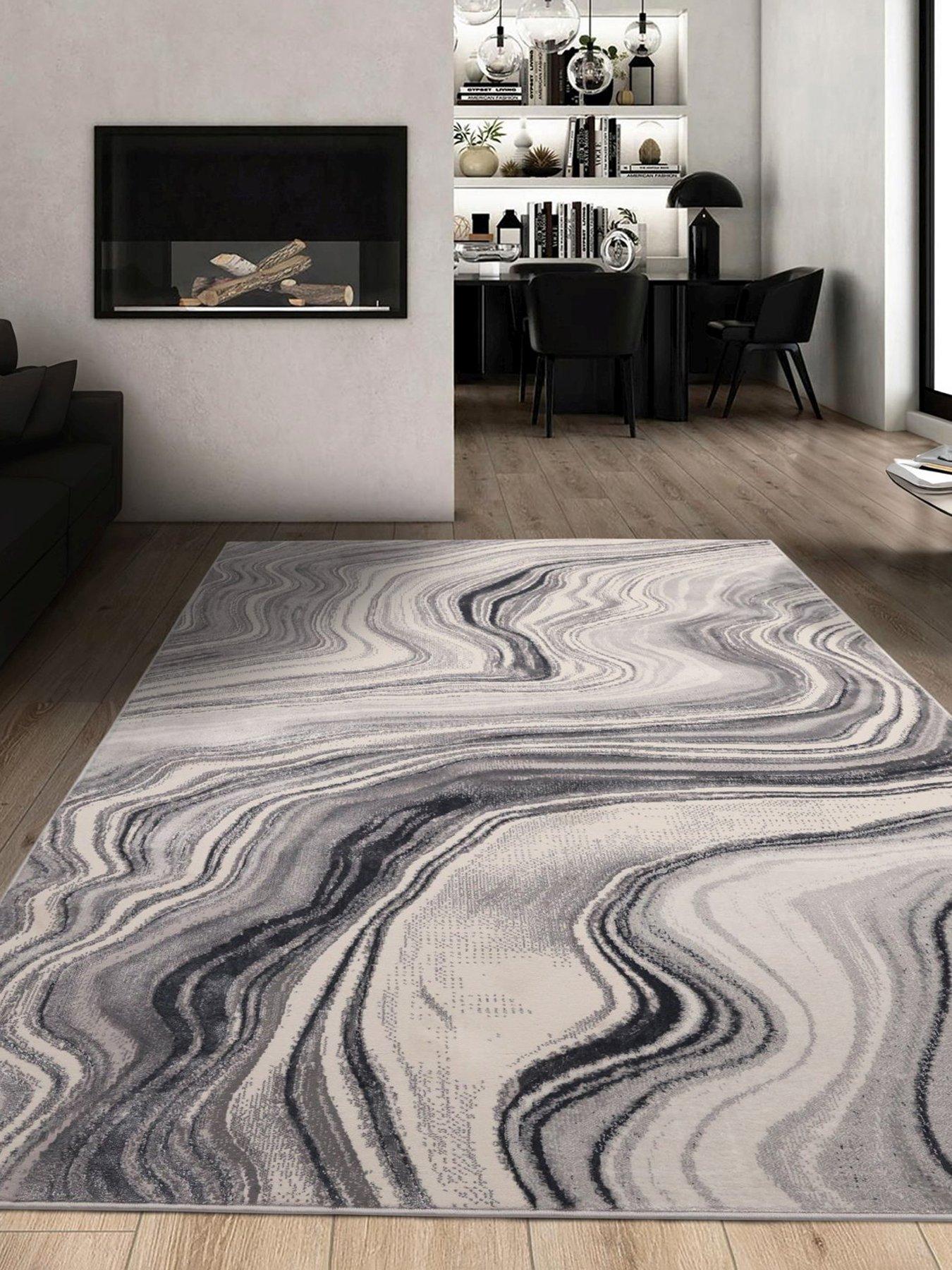 Product photograph of Very Home Dusk Wave Grey Rug from very.co.uk