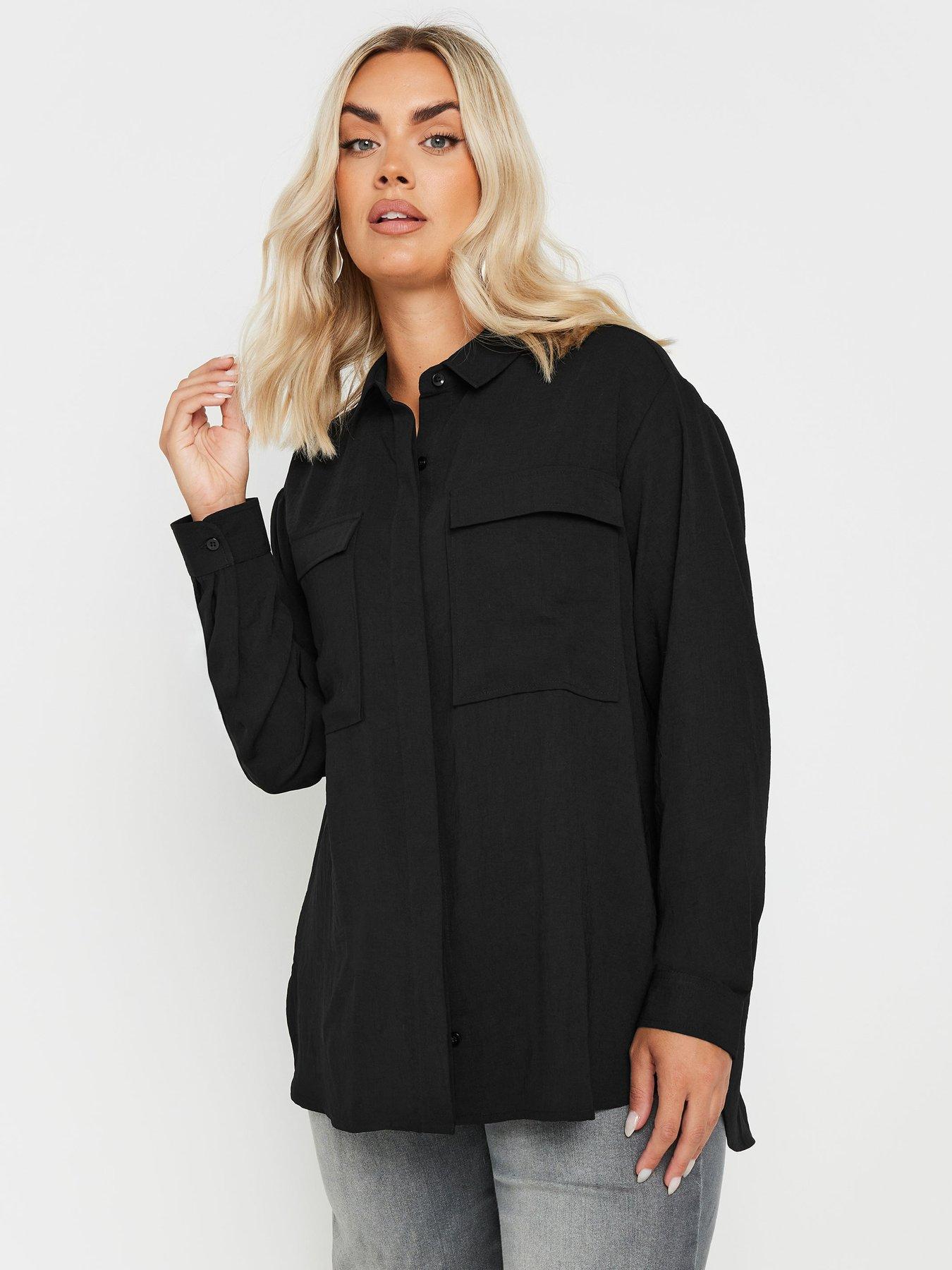 undefined Curve Long Sleeve Hammered Utility Shirt - Black
