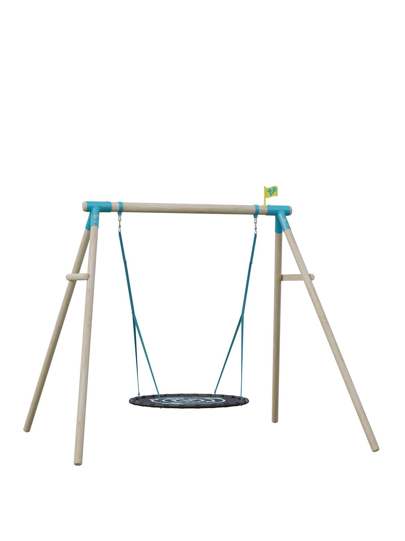 undefined Knightswood Double Wooden Swing Set With Giant Nest Swing