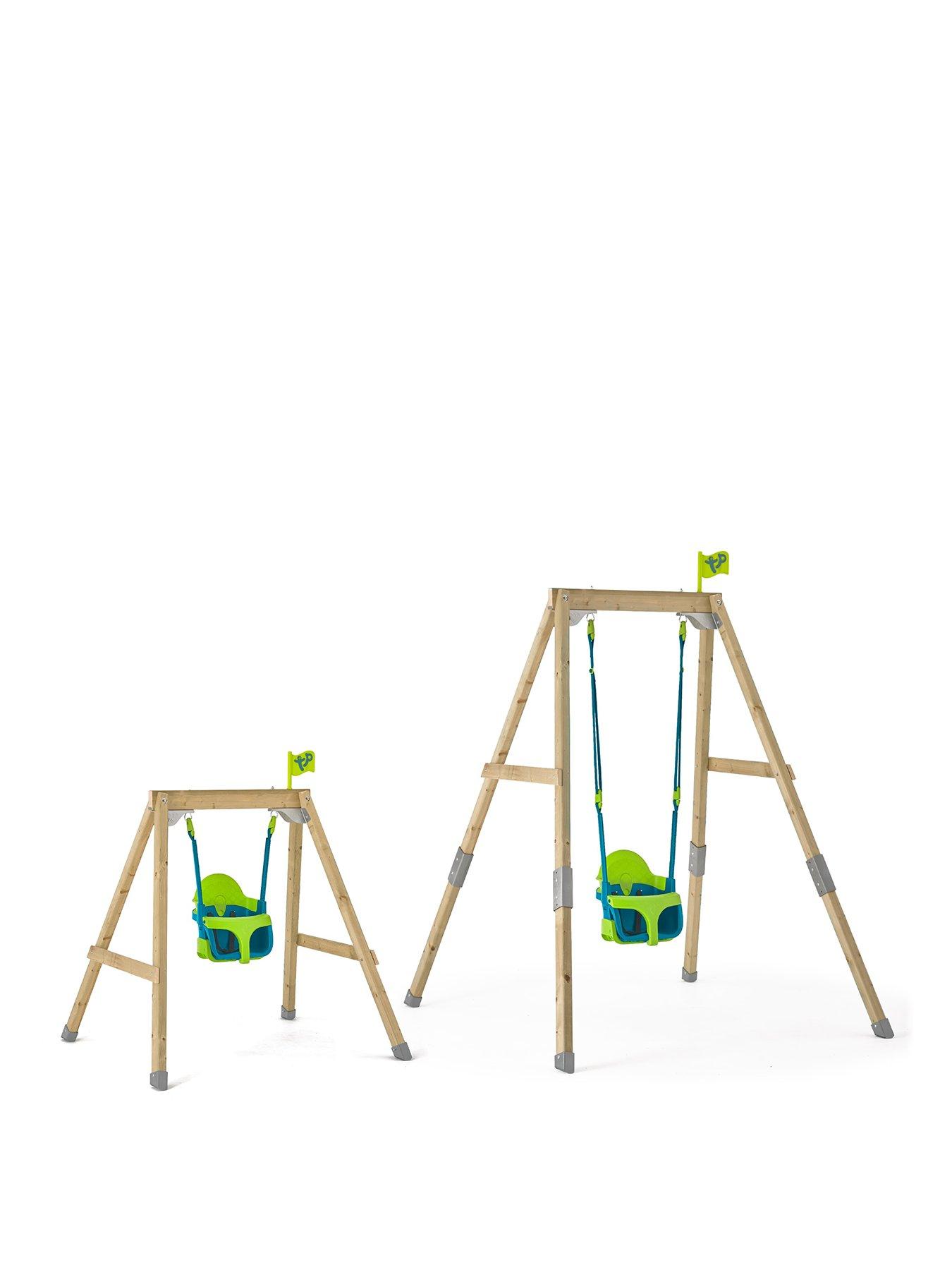 Image 1 of 8 of TP Forest Acorn Growable Wooden Swing Set With Quadpod