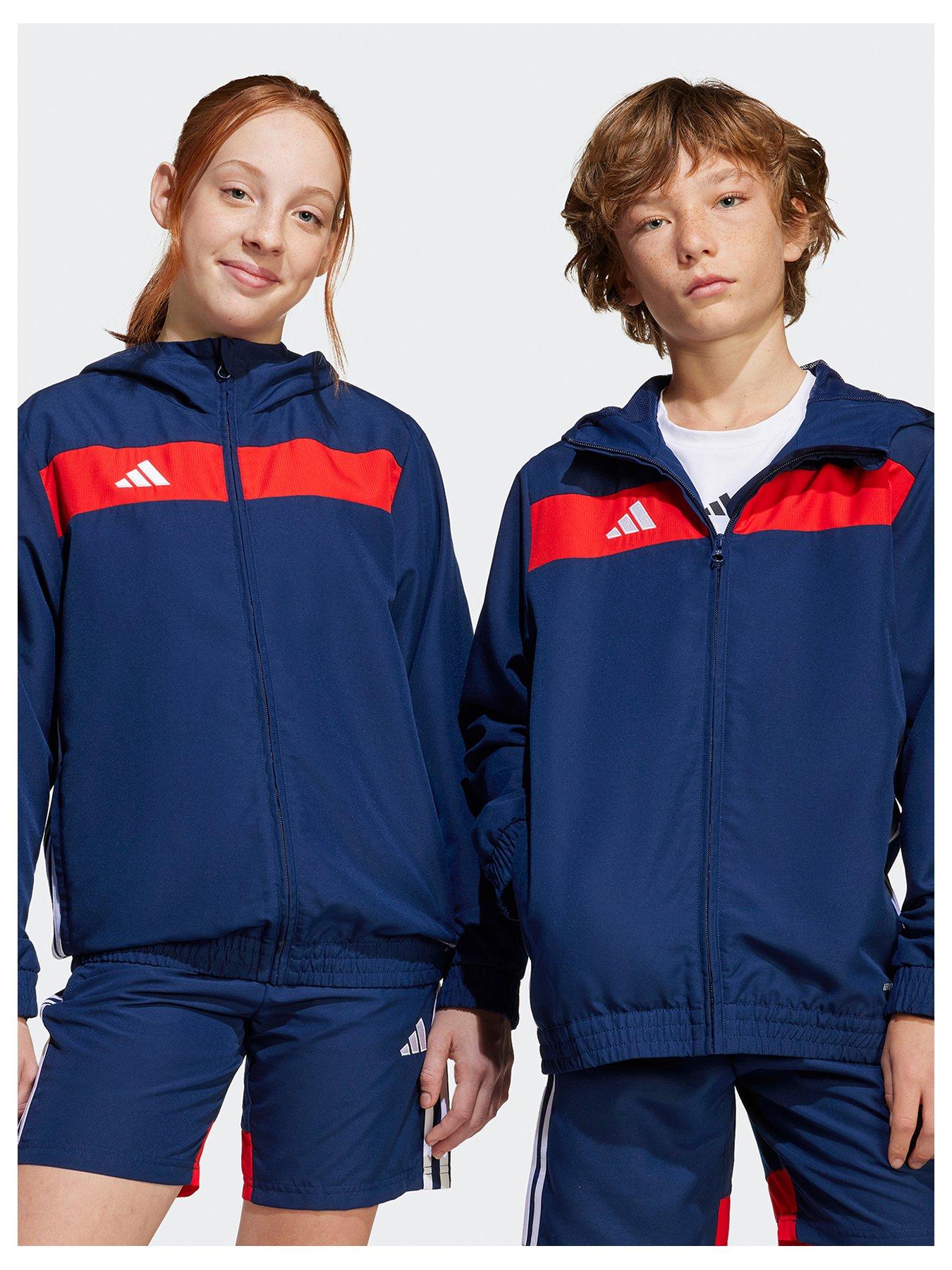 undefined Youth Tiro Essentials Woven Hoody - Navy/Red