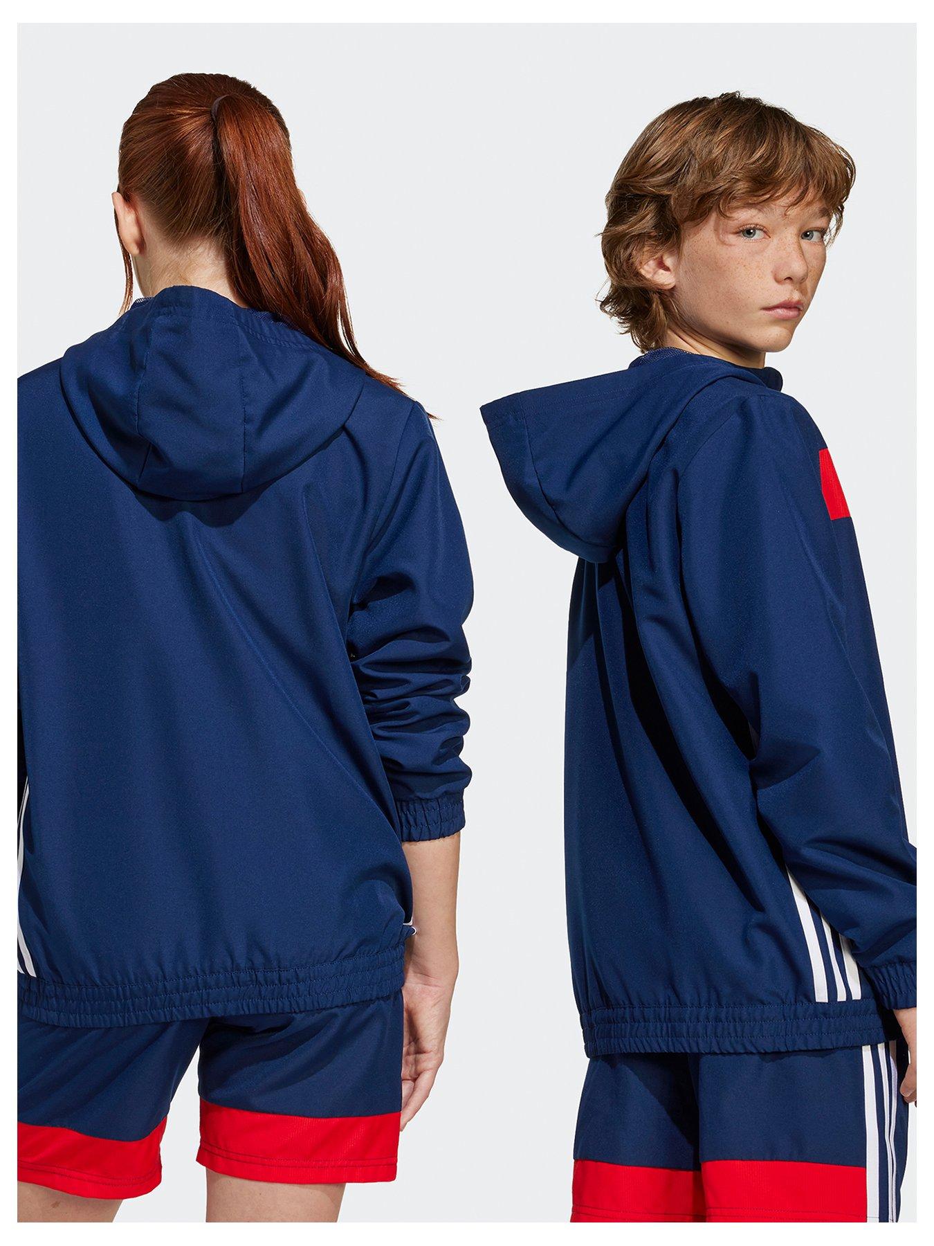 Image 2 of 5 of adidas Youth Tiro Essentials Woven Hoody - Navy/Red