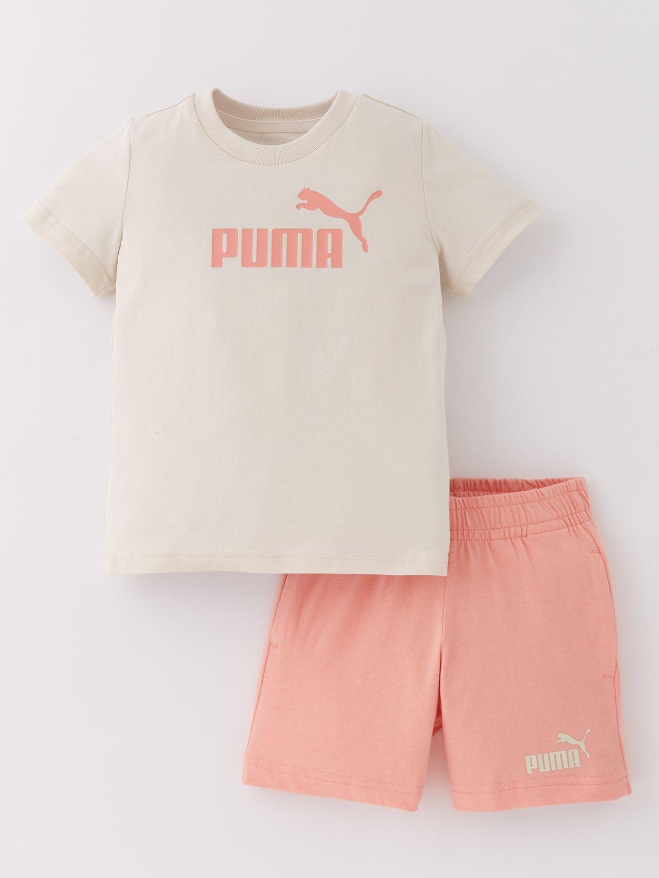 undefined Kids Girls T-Shirt And Short Set - Alpine Snow/Pink Fruit