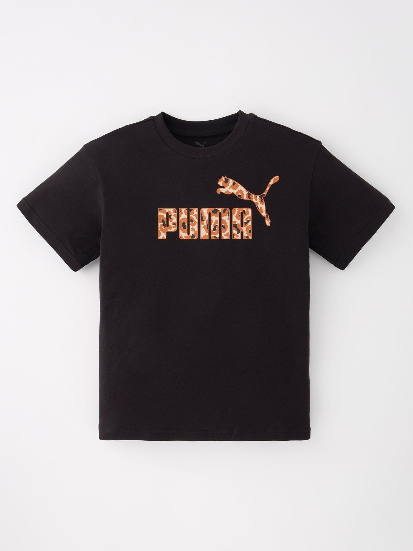 undefined Junior Girls Animal Print Logo T-Shirt - Puma Black