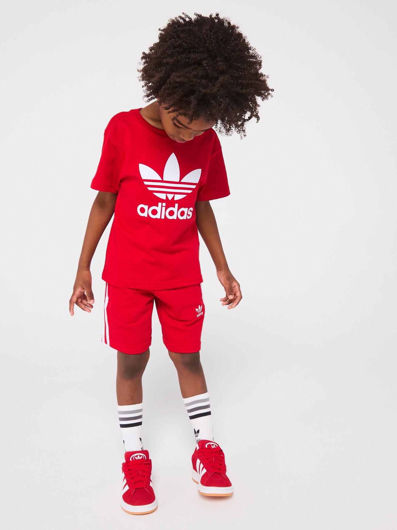 undefined Kids Unisex Adicolor Shorts Tee Set  - Red