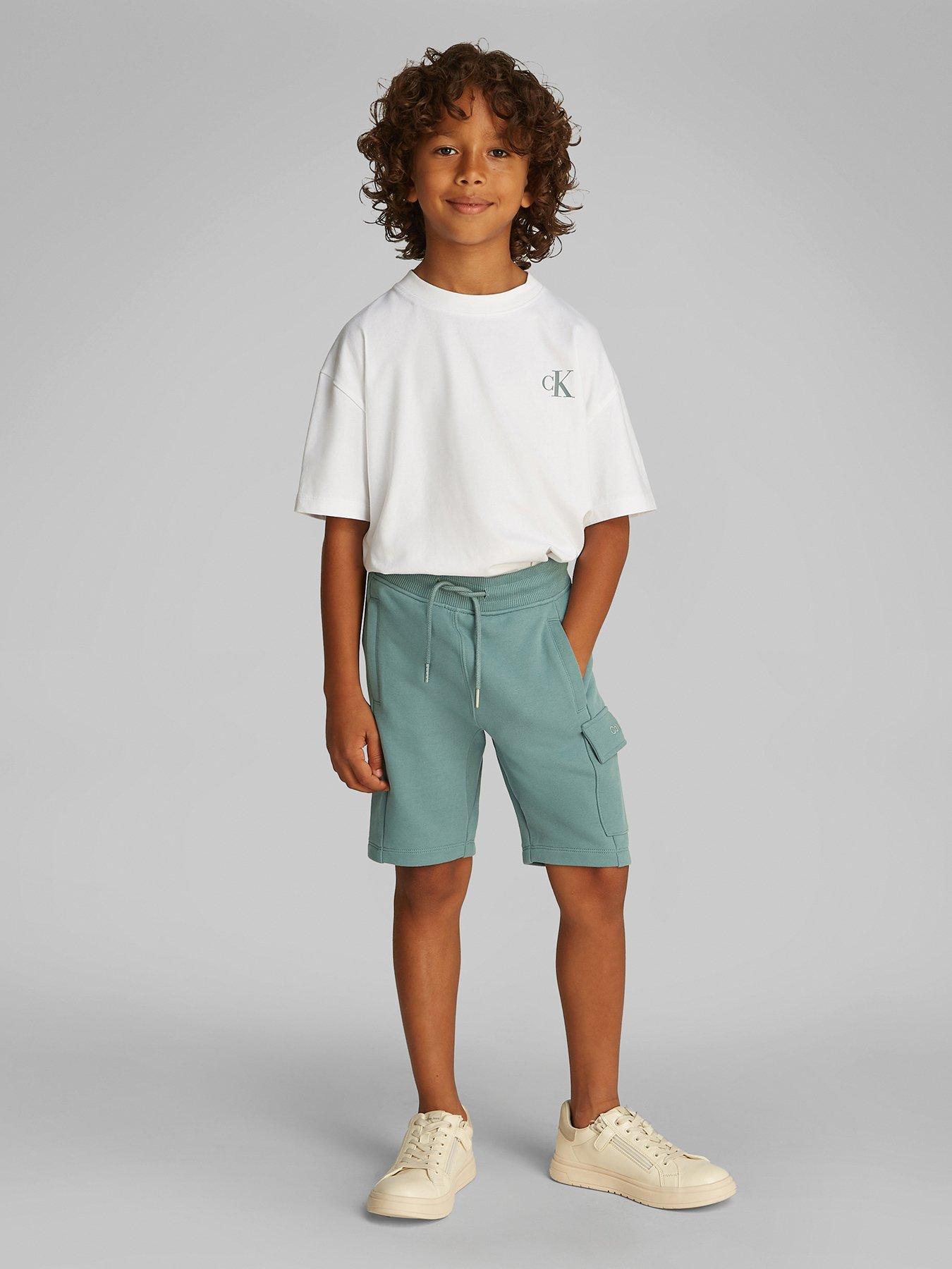 undefined Boys Peached Terry Cargo Short - Green