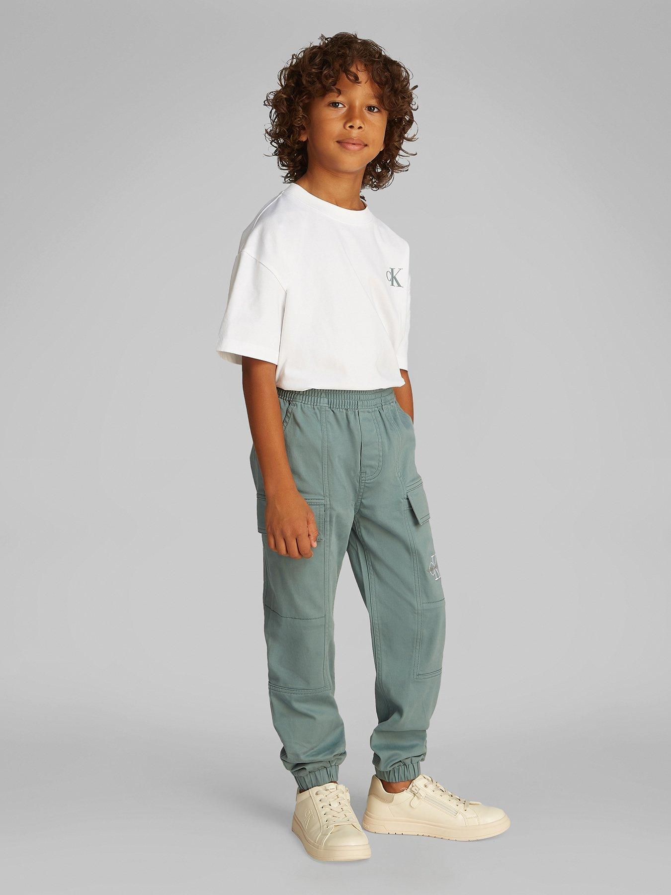 Image 1 of 5 of Calvin Klein Jeans Boys Essential Woven Cargo Pants - Green