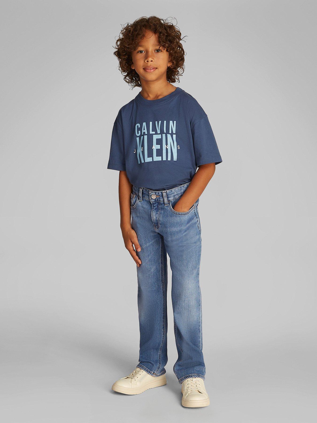 Image of Calvin Klein Jeans Boys Soft Blue Reg. Straight Jeans - Blue