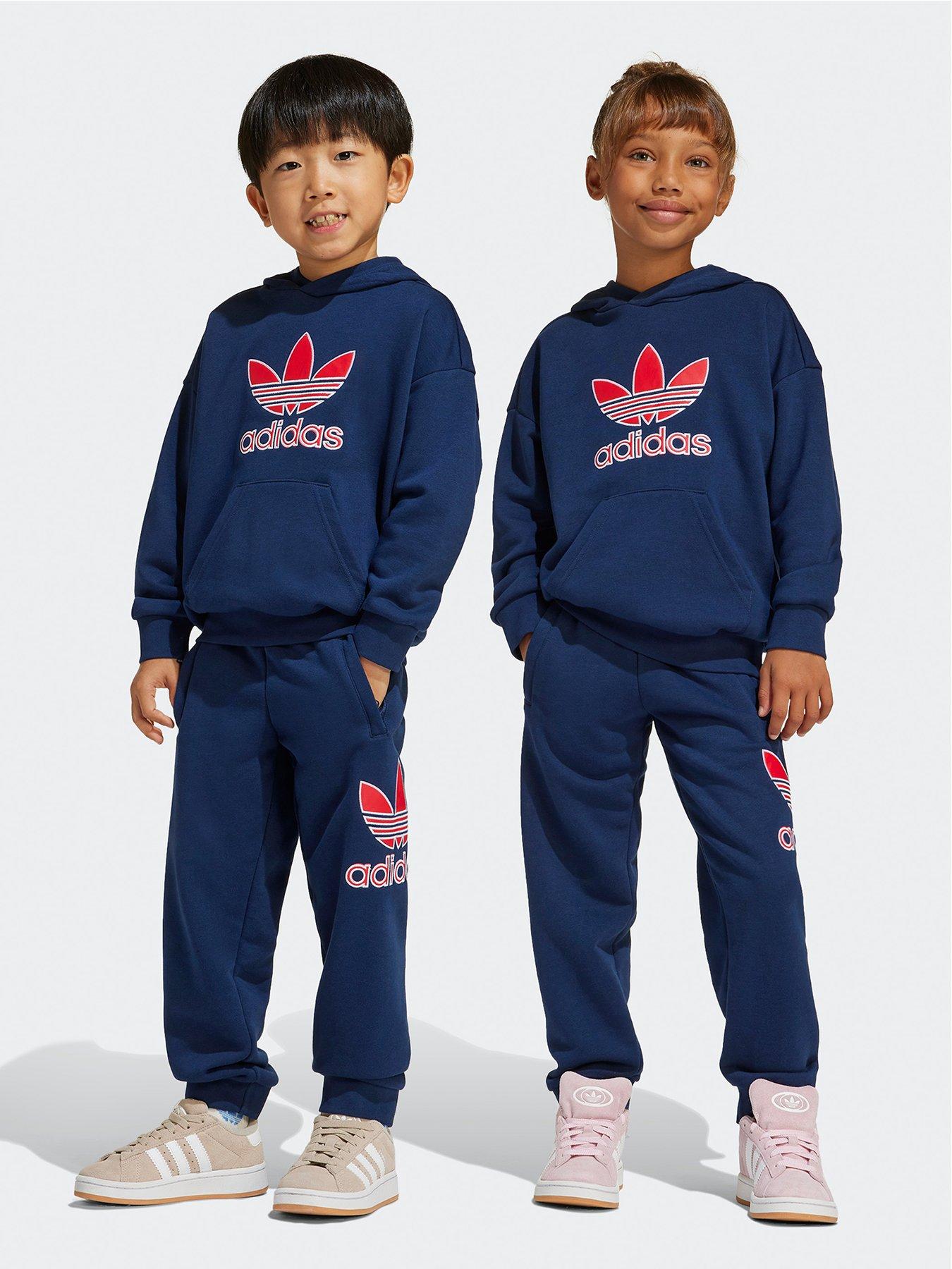 undefined Kids Unisex Big Logo Hoodie Tracksuit - Blue