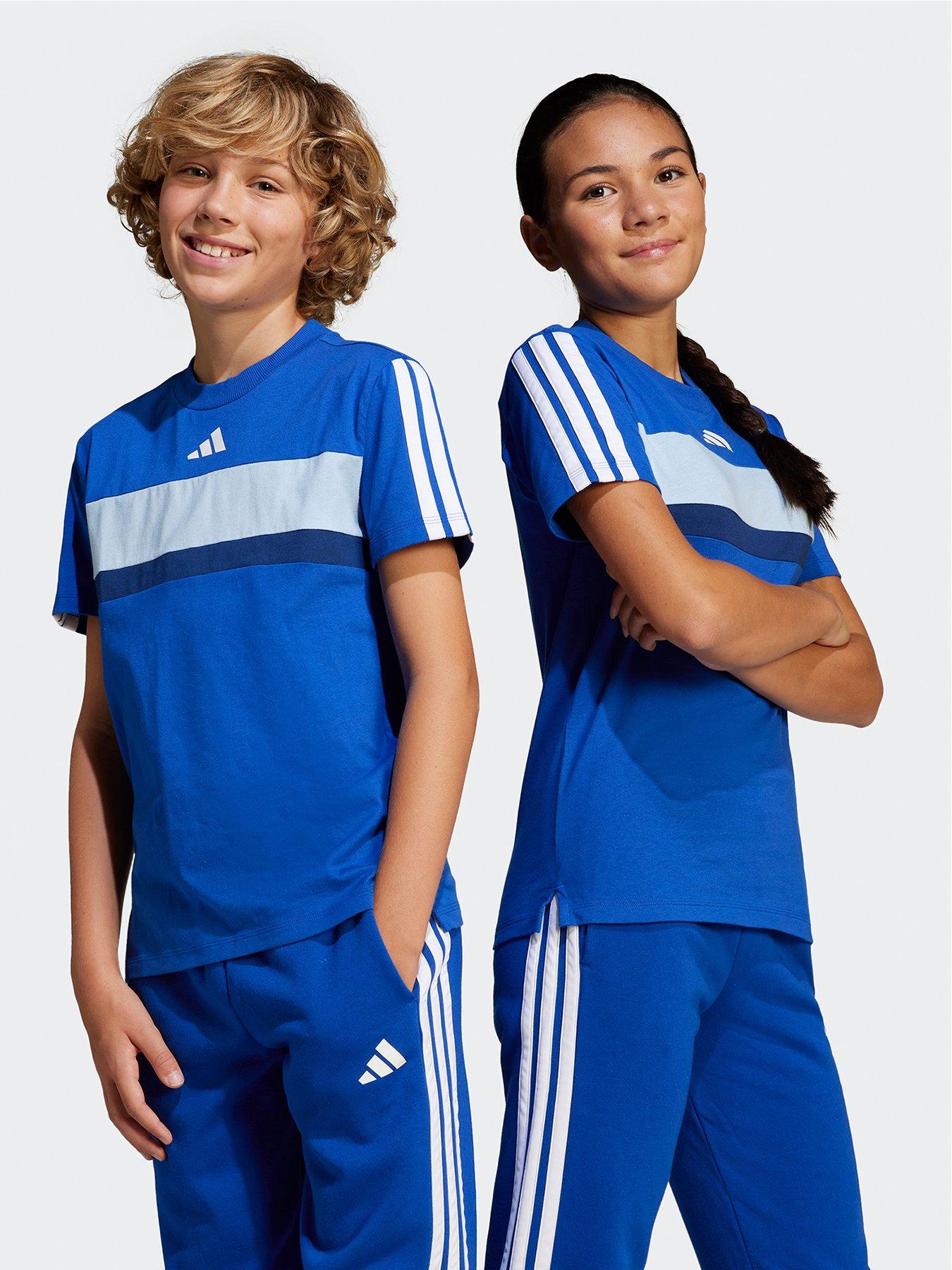 undefined Junior Boys Seasonal Essentials Tiberio 3-Stripes T-Shirt - Blue