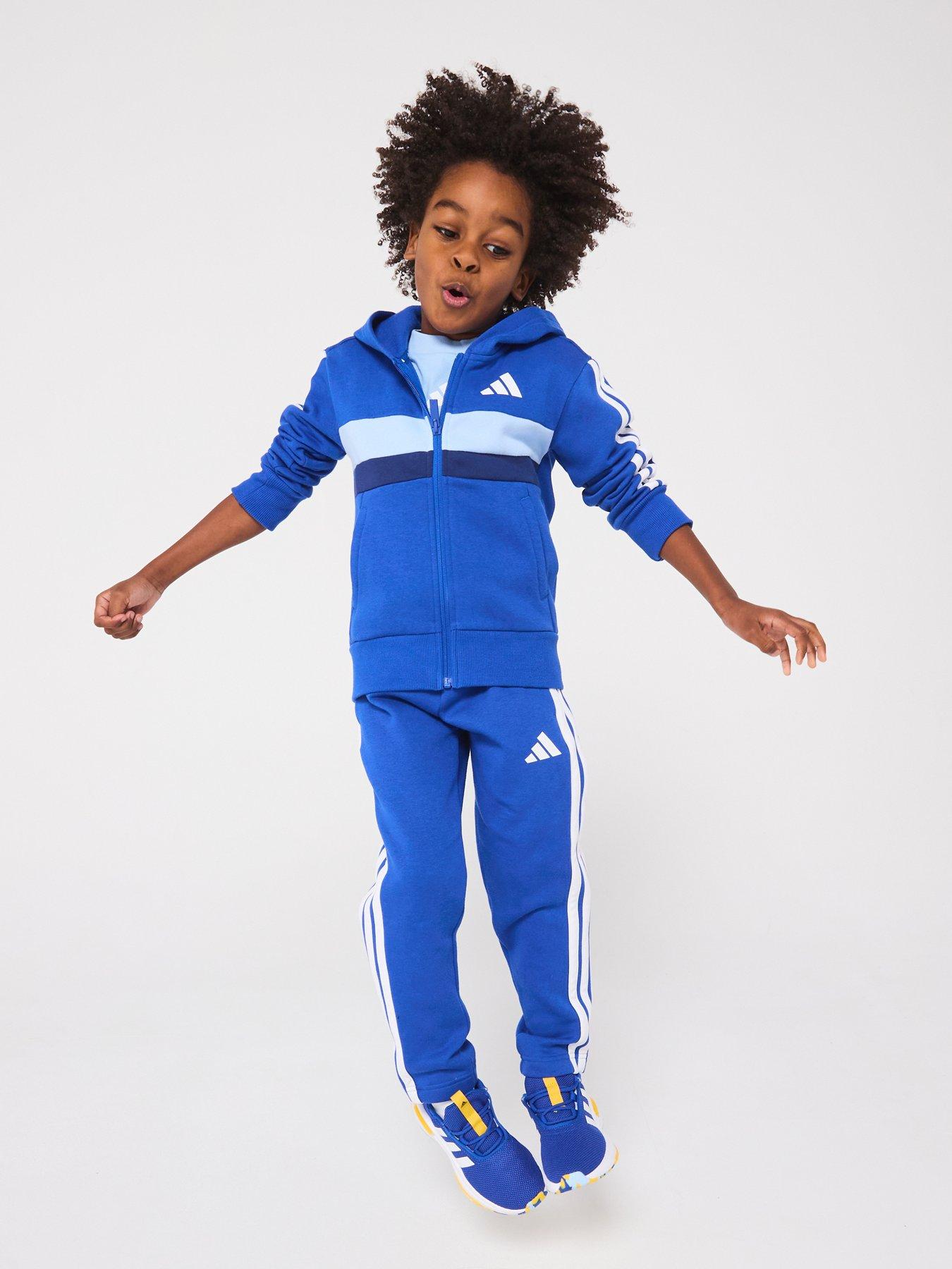 Adidas Sportswear Kids Unisex Seasonal Essentials Tiberio 3-Stripes Fleece Tracksuit - Blue