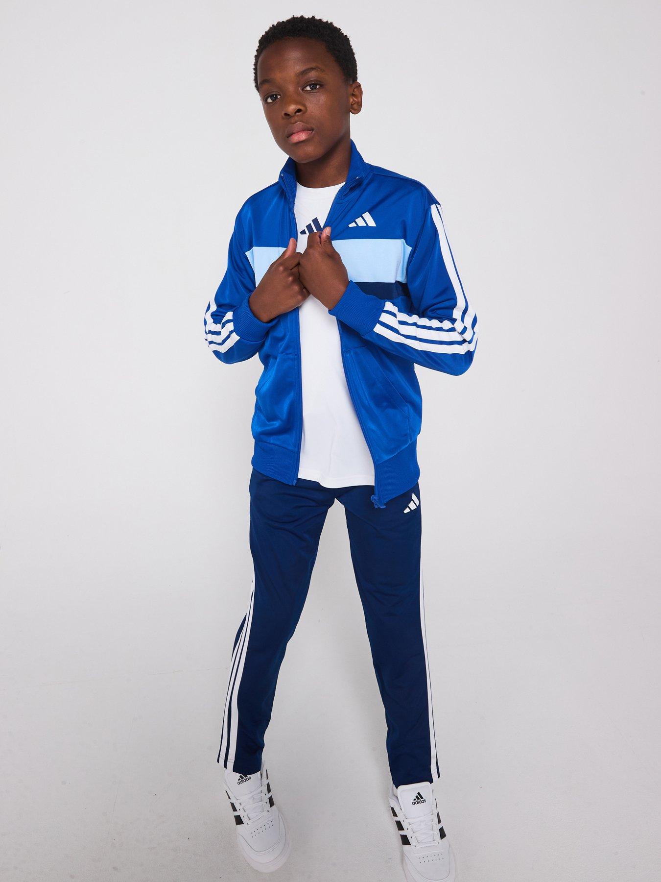 undefined Junior Boys Seasonal Essentials Tiberio 3-Stripes Tricot Track Suit  - Blue