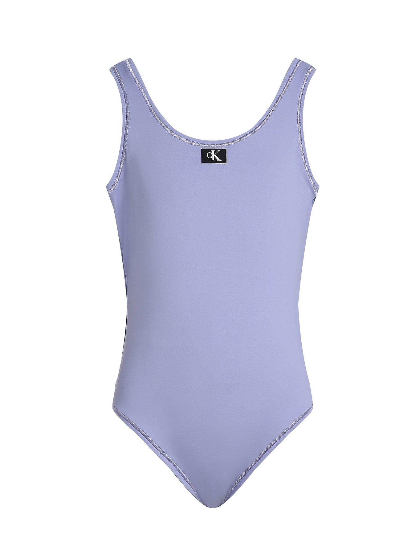 undefined Girls CK Monogram Swimsuit - Purple