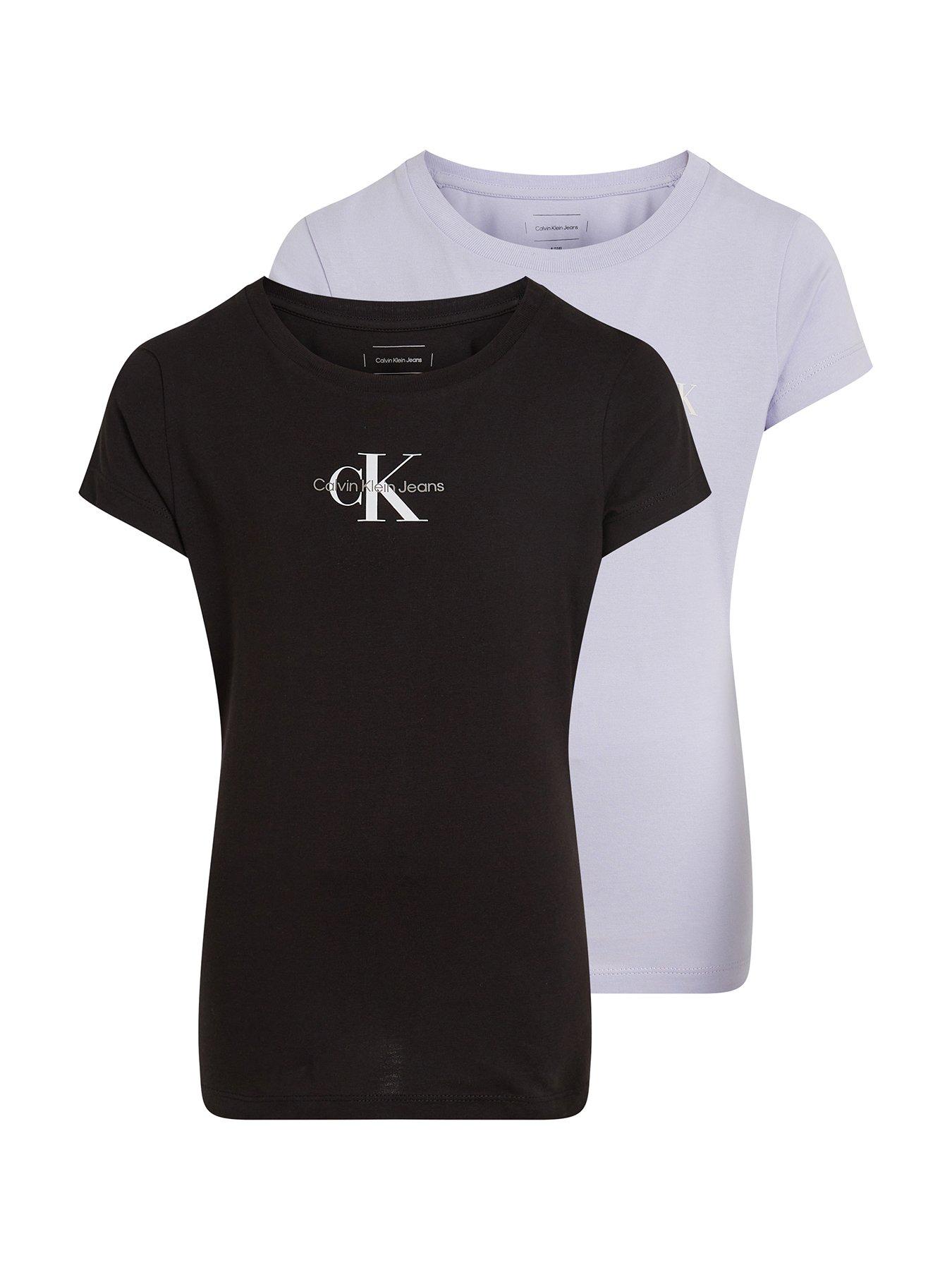 undefined Girls 2 Pack of Slim Mono Logo Short Sleeve T-Shirt - Multi