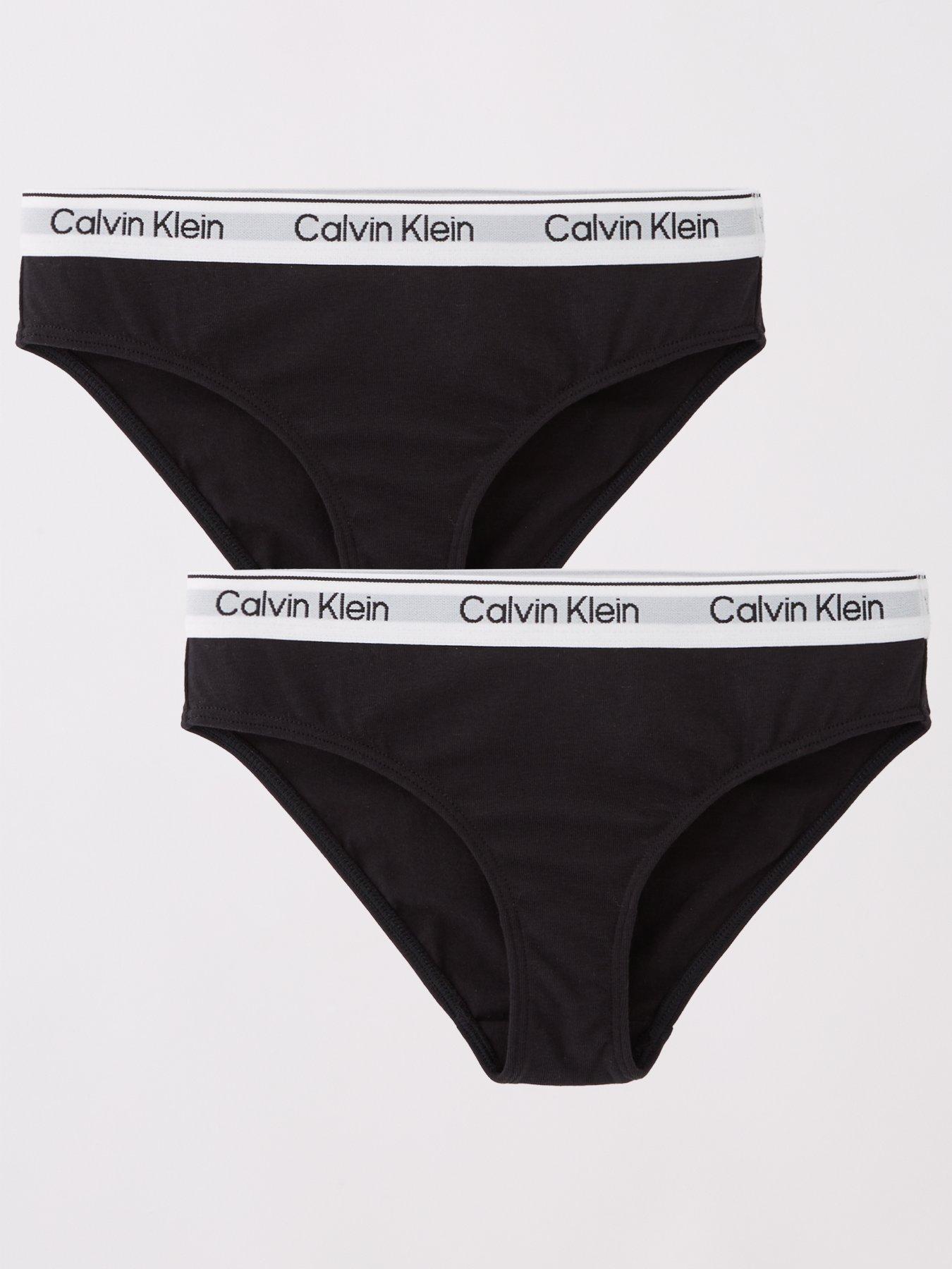Calvin Klein Girls 2 Pack Modern Cotton Bikini Briefs - Black