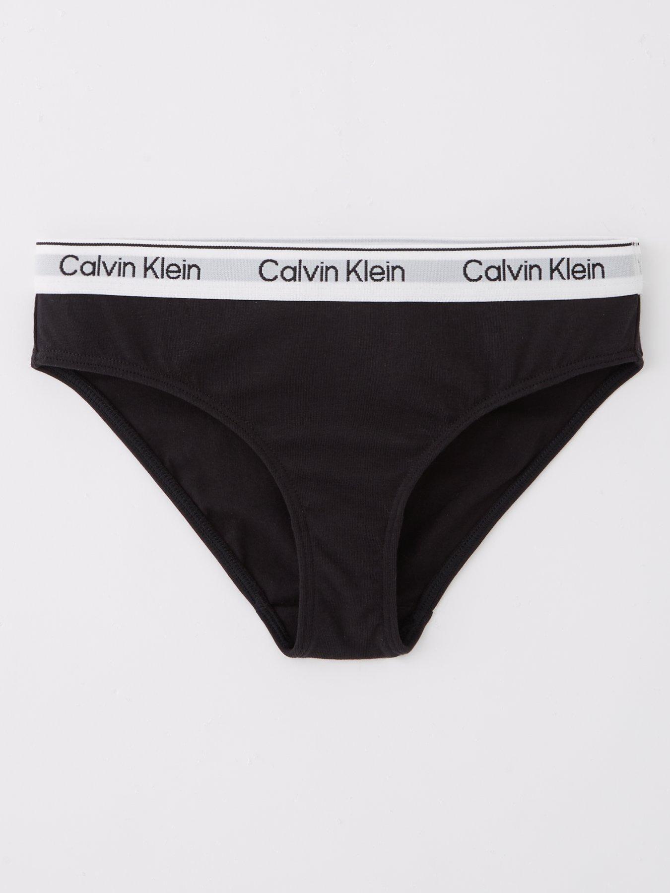 Image 2 of 3 of Calvin Klein Girls 2 Pack Modern Cotton Bikini Briefs - Black