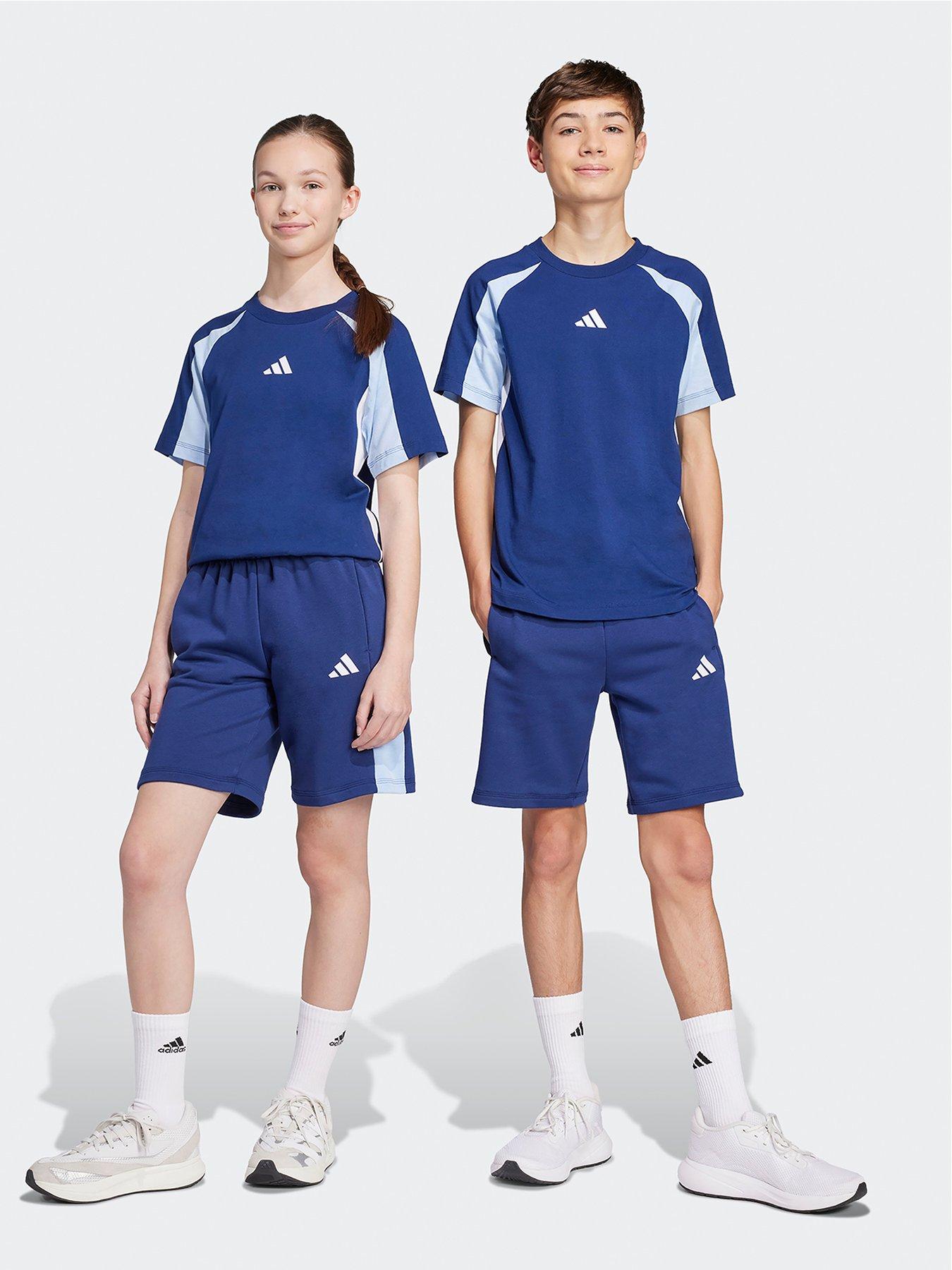 undefined Junior Boys Seasonal Essentials Colorblock Shorts - Dark Blue/Glow Blue/White