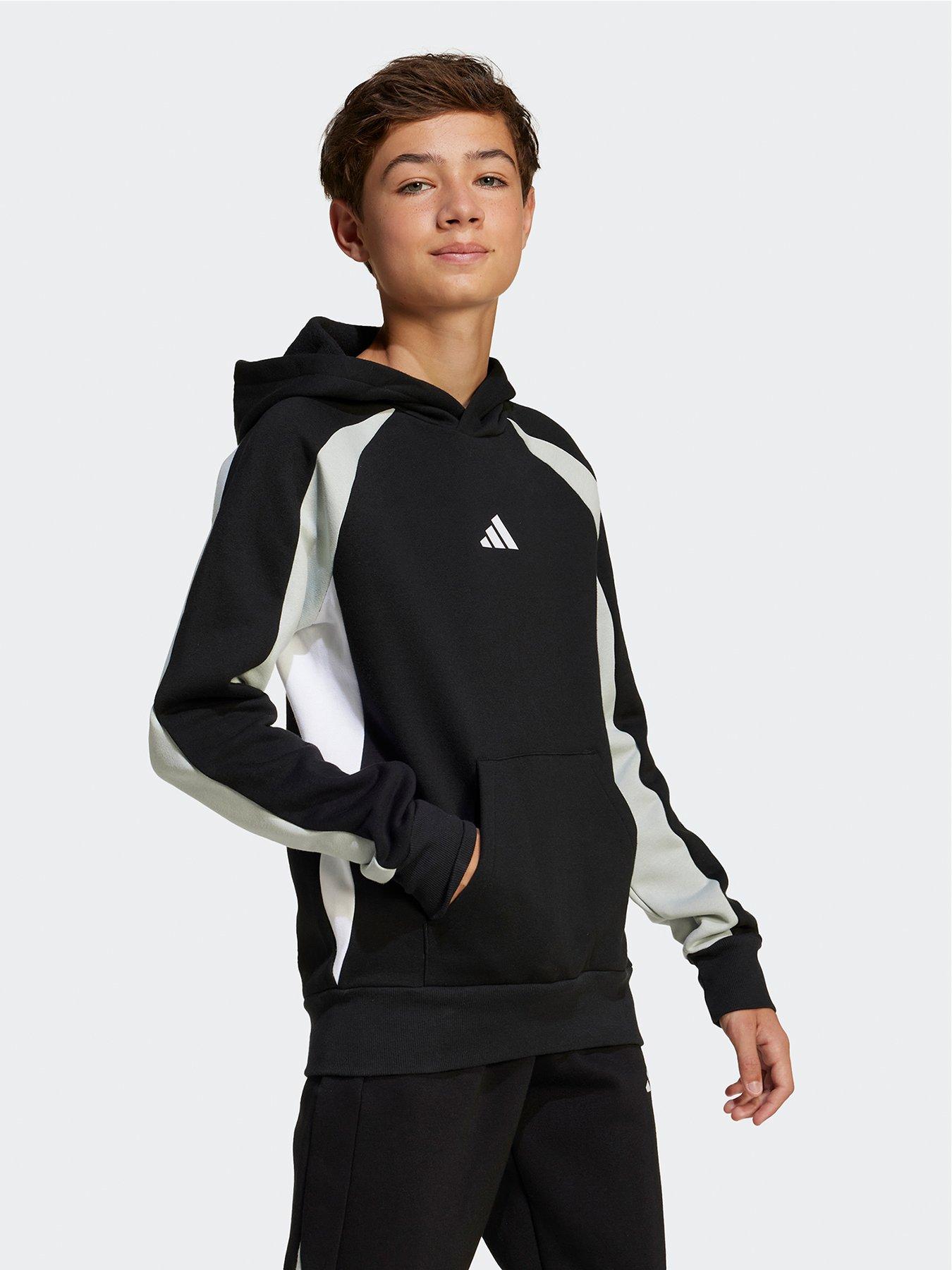 undefined Junior Boys Seasonal Essentials Colorblock Fleece Hoodie - Black