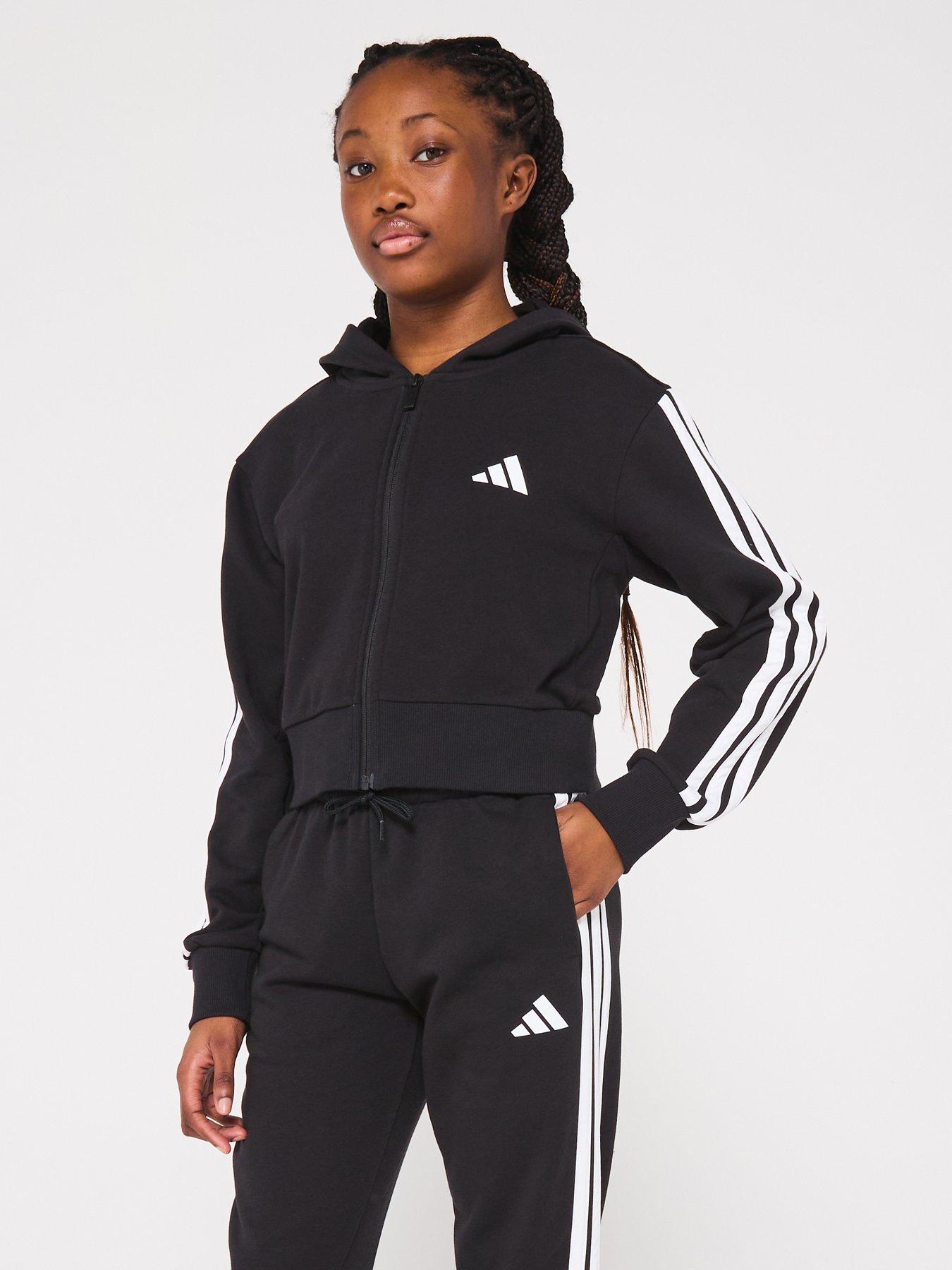 adidas Sportswear: Junior Girls Essentials Full-Zip Hoodie - Black