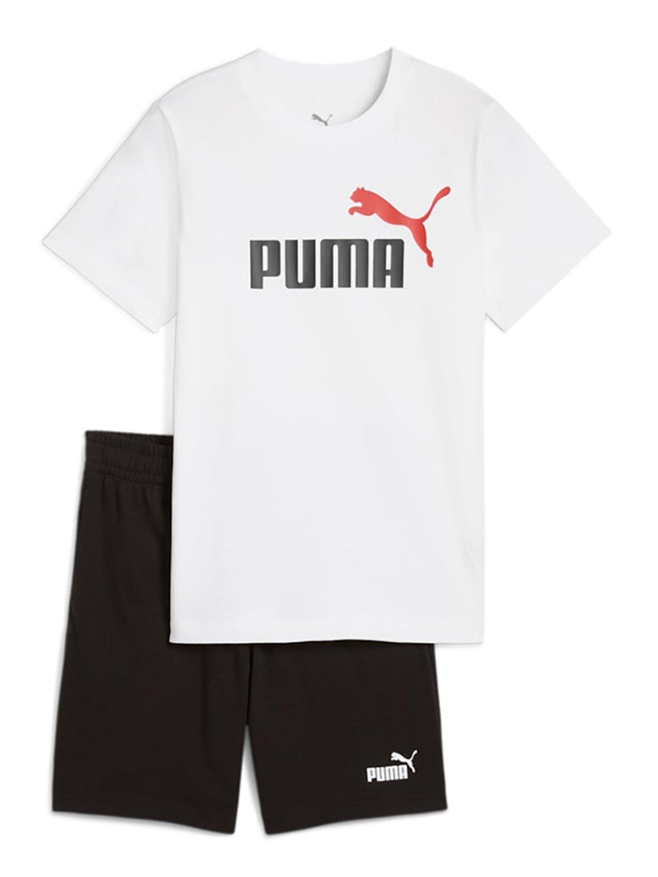 Puma Junior Unisex T-Shirt and Short Set - Black/White