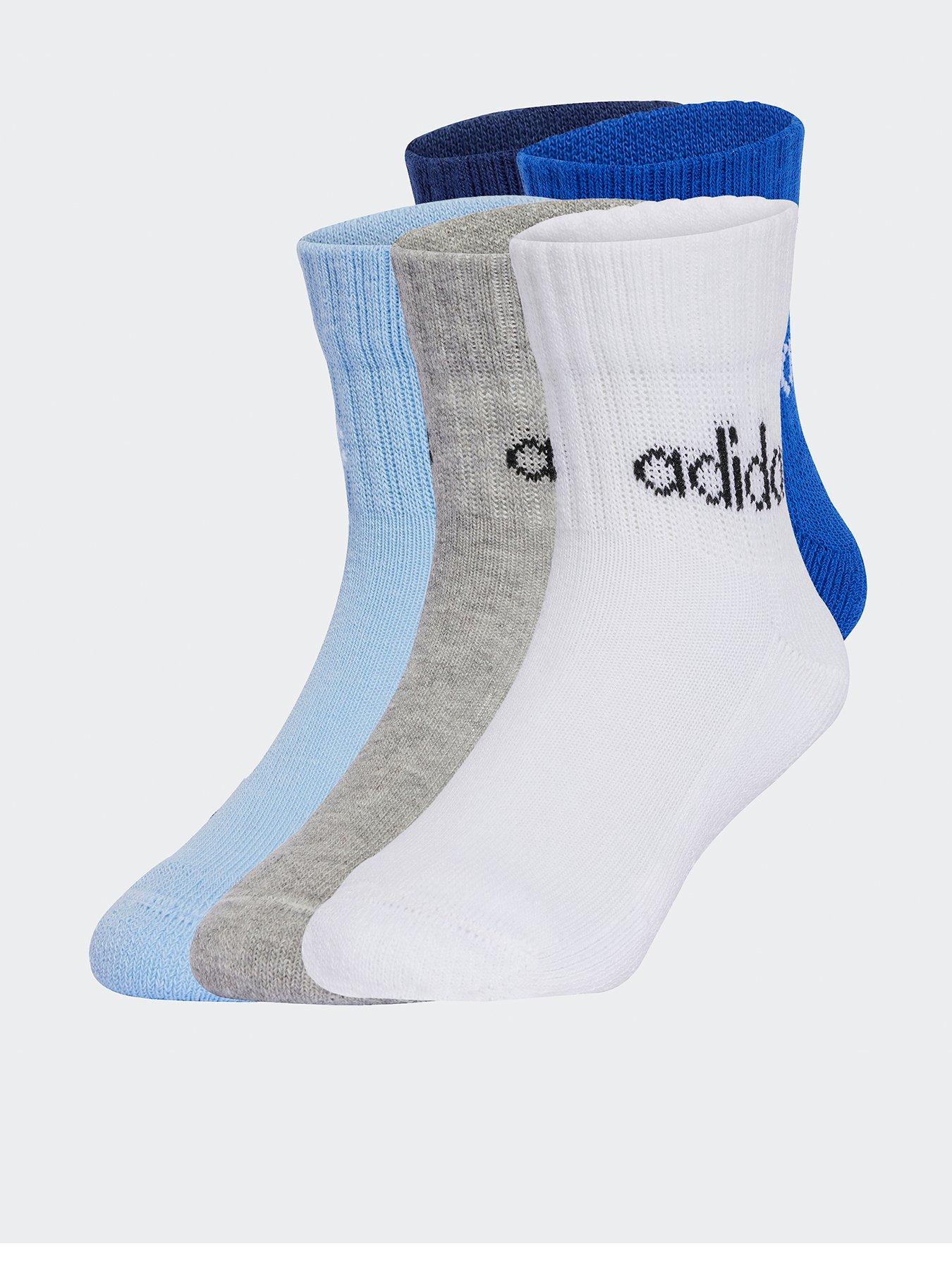 Image of adidas Kids Unisex Linear Ankle Socks 5 Pairs  - Blue
