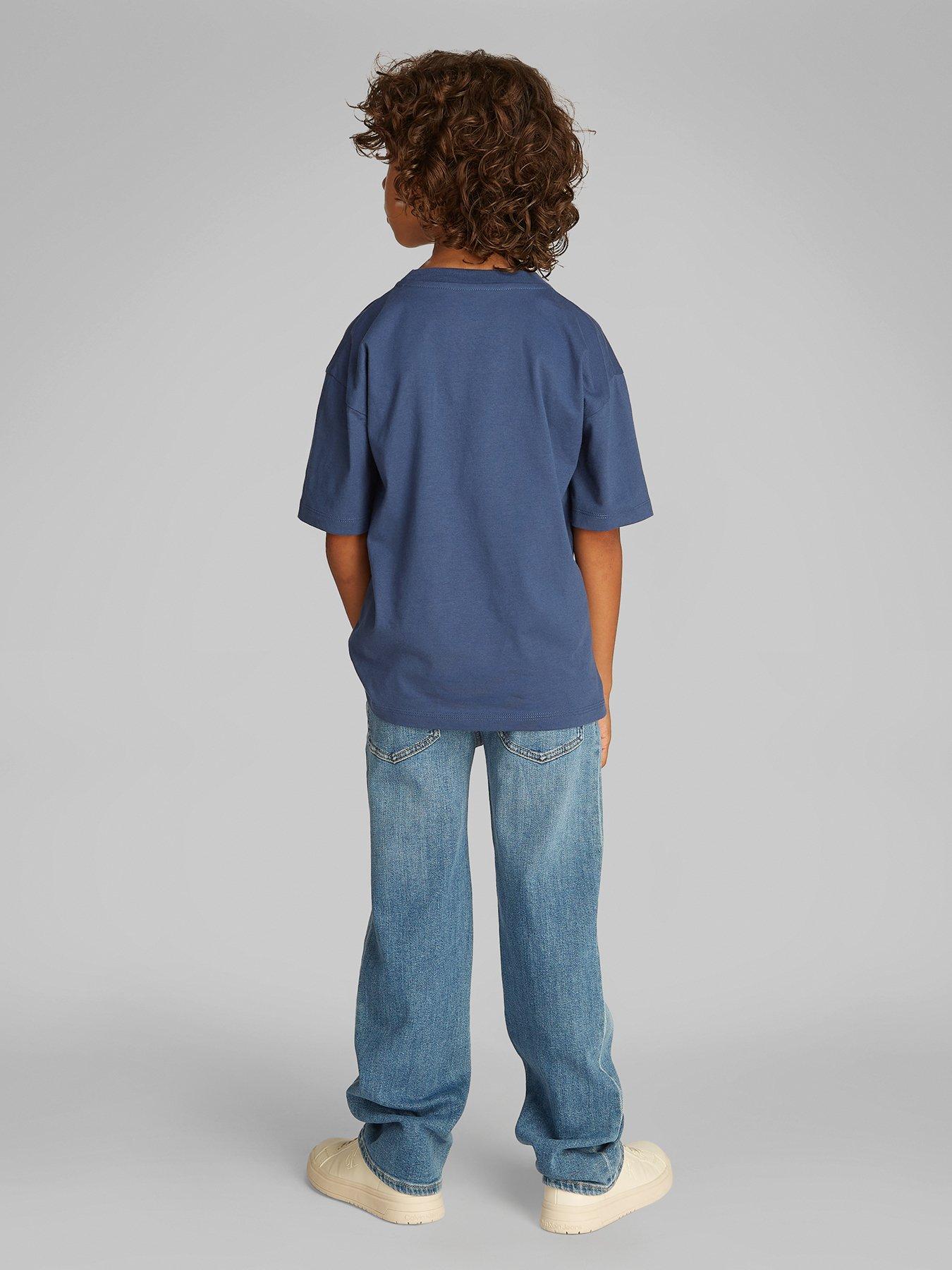Image 2 of 5 of Calvin Klein Jeans Boys Bold Graphic Short Sleeve T-Shirt - Navy