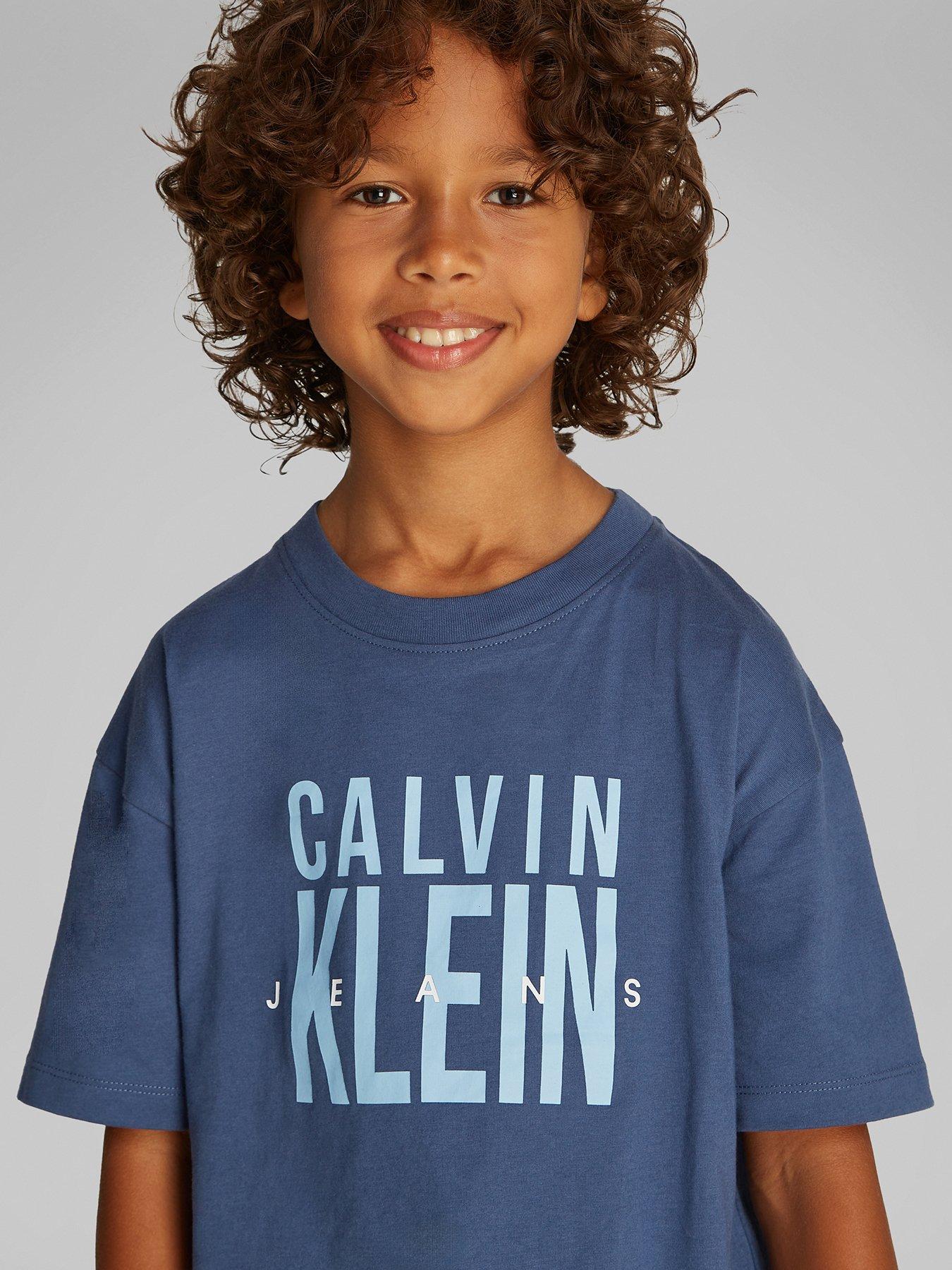 Image 3 of 5 of Calvin Klein Jeans Boys Bold Graphic Short Sleeve T-Shirt - Navy