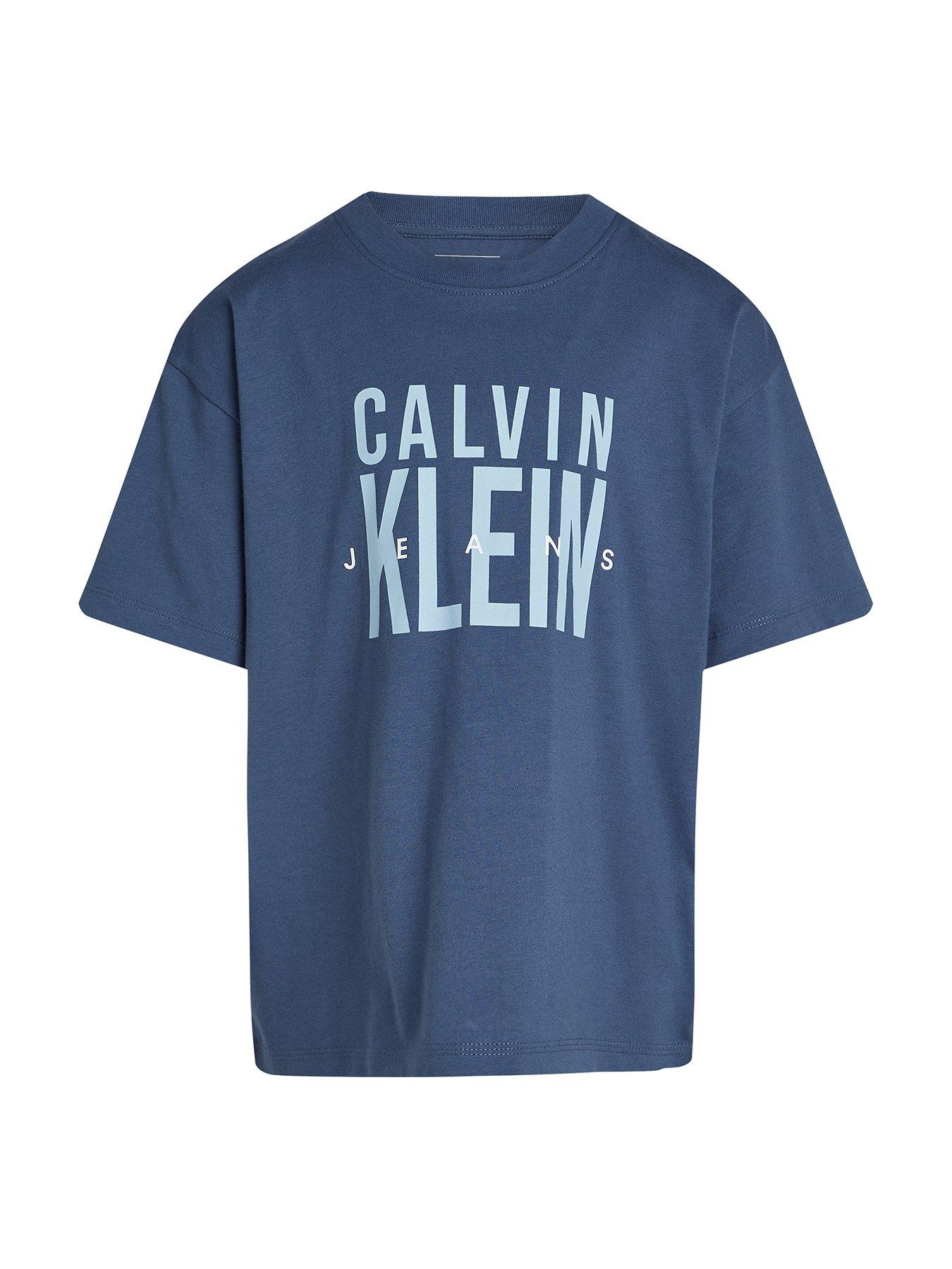 Image 4 of 5 of Calvin Klein Jeans Boys Bold Graphic Short Sleeve T-Shirt - Navy