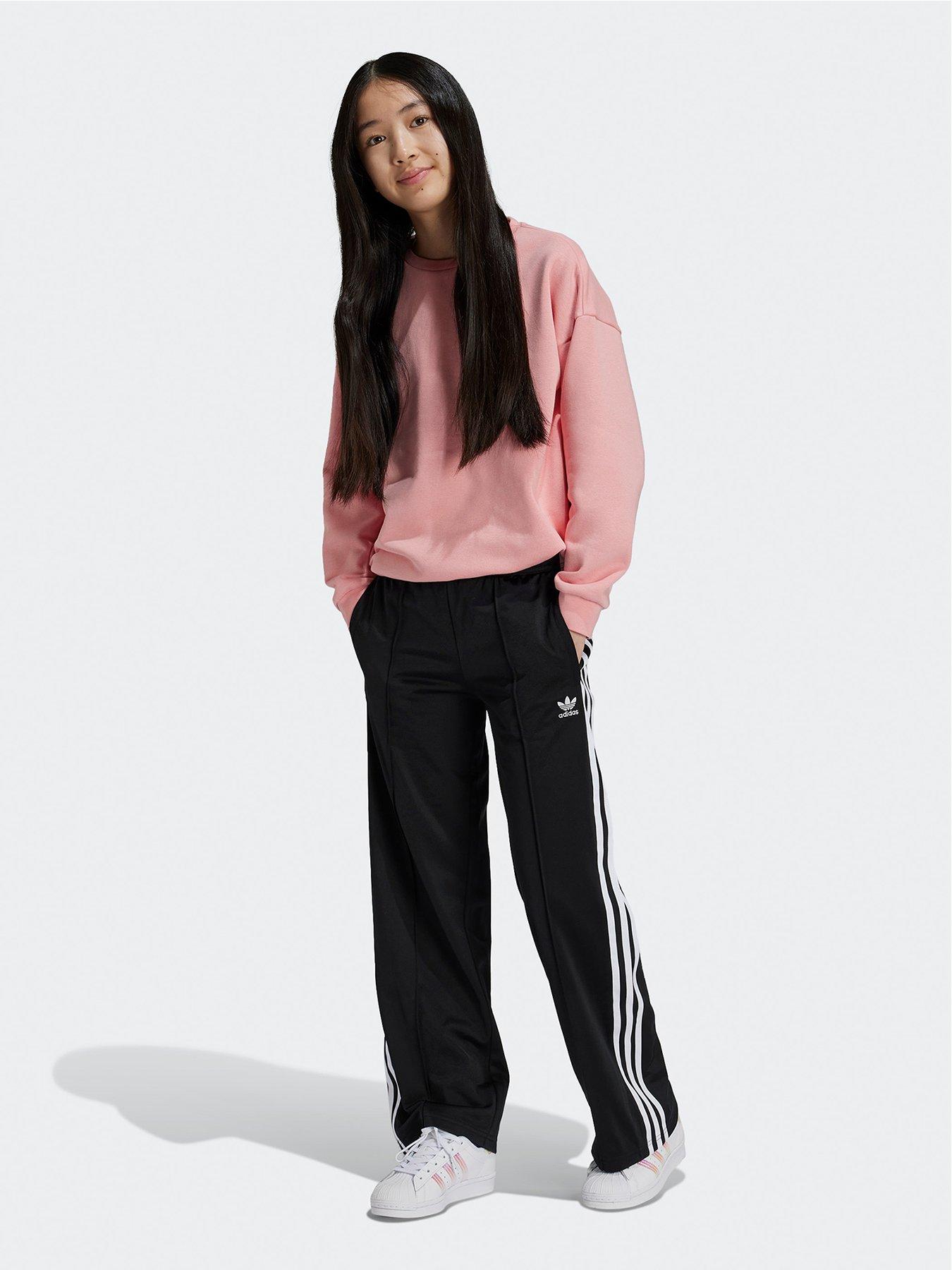 Image 1 of 5 of adidas Originals Junior Girls Adicolor Wide Tracksuit Bottoms  - Black