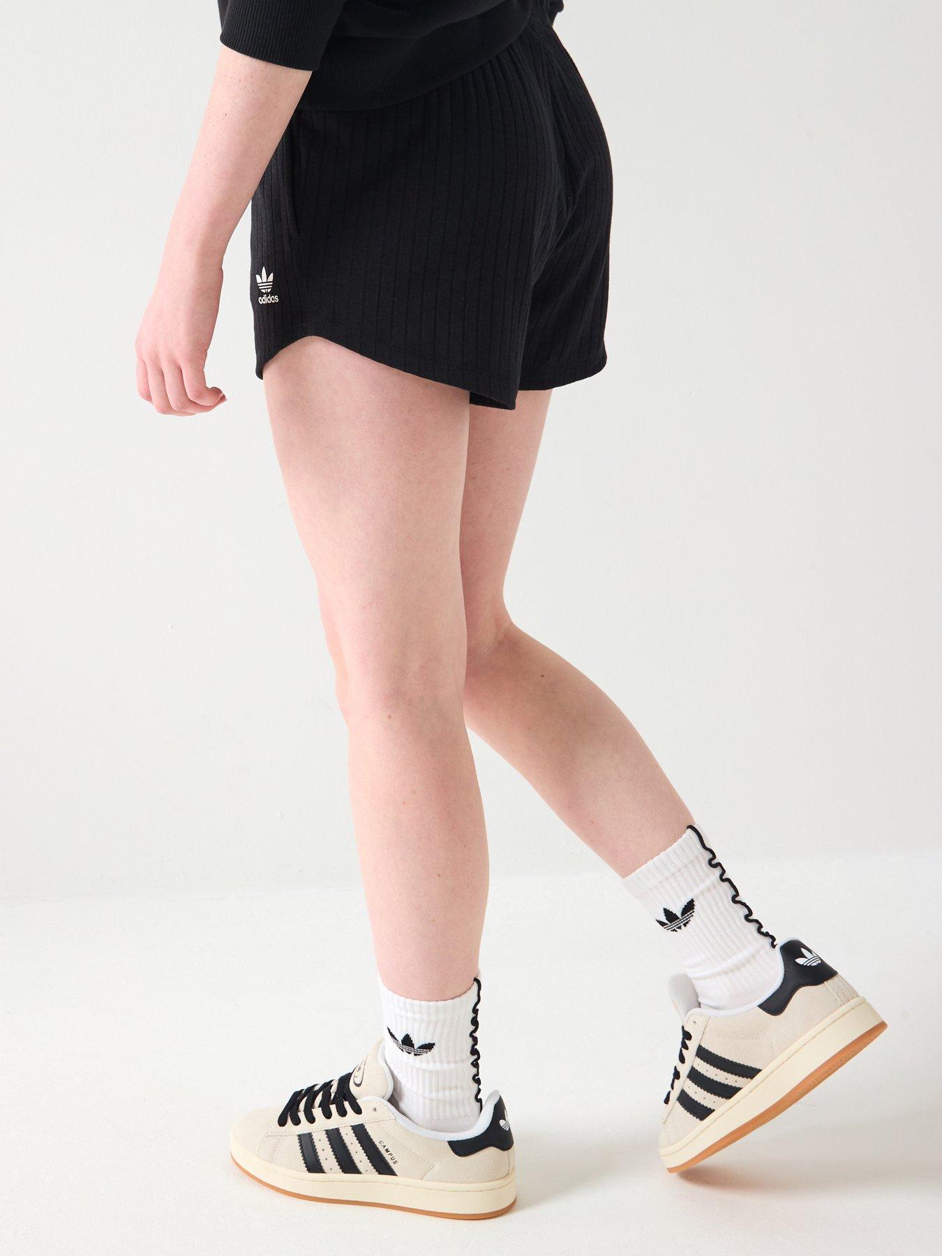 Image 2 of 6 of adidas Originals Junior Girls Ribbed Shorts - Black