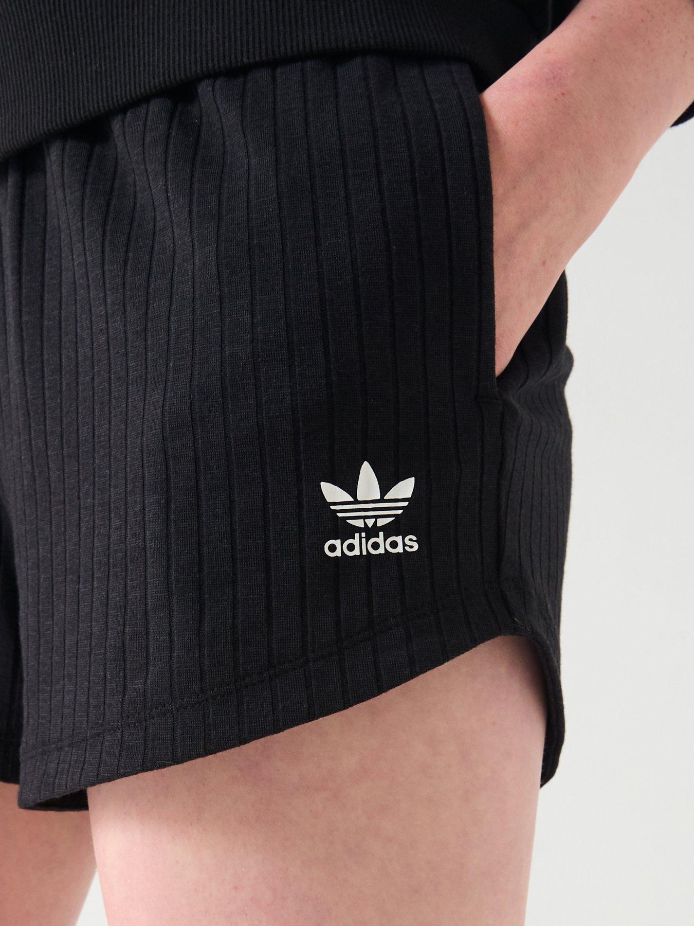 Image 4 of 6 of adidas Originals Junior Girls Ribbed Shorts - Black
