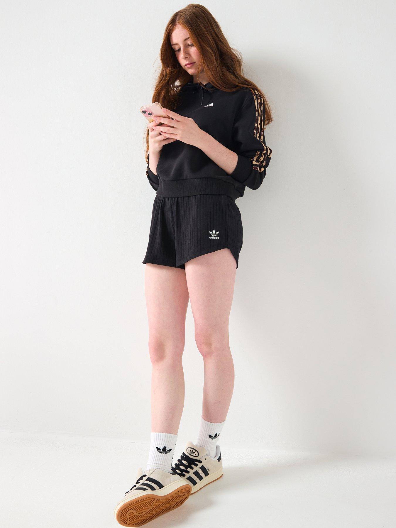 Image 6 of 6 of adidas Originals Junior Girls Ribbed Shorts - Black