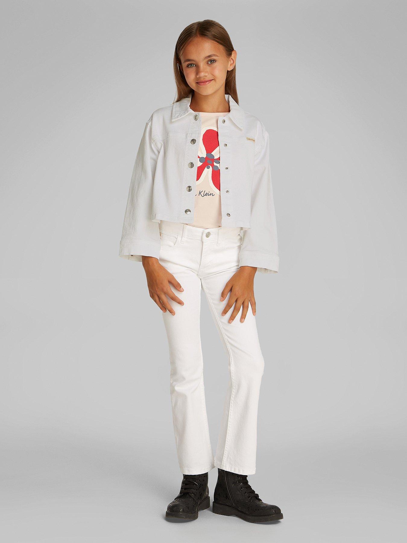 undefined Girls White Denim Jacket - White