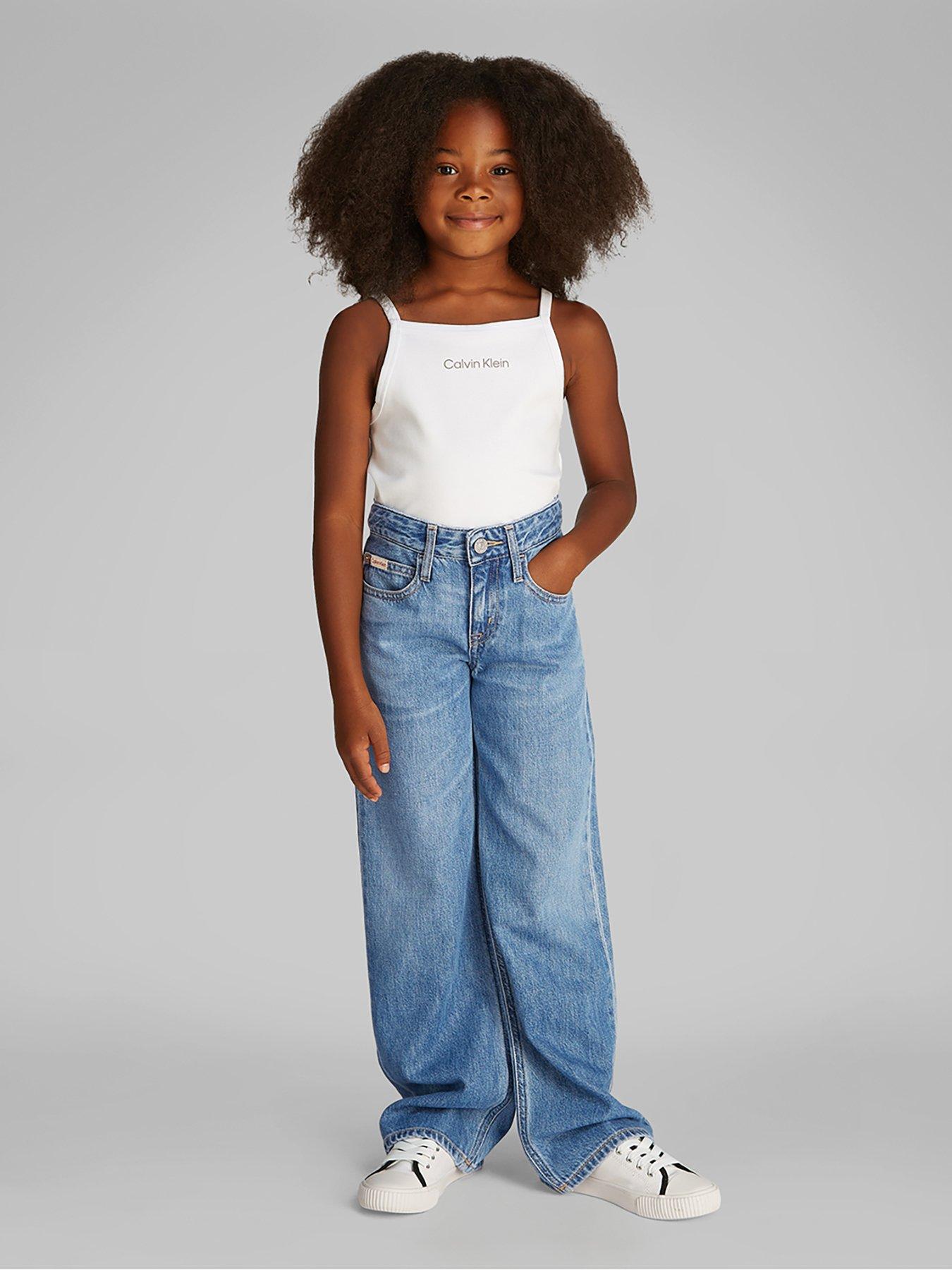 undefined Girls Wide Leg Relaxed Soft Blue Jean - Blue