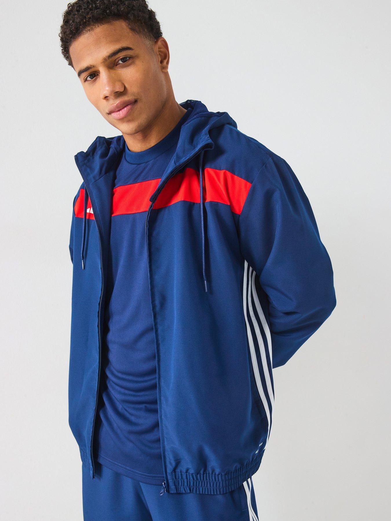 undefined Mens Tiro Essentials Woven Hoody - Navy/red