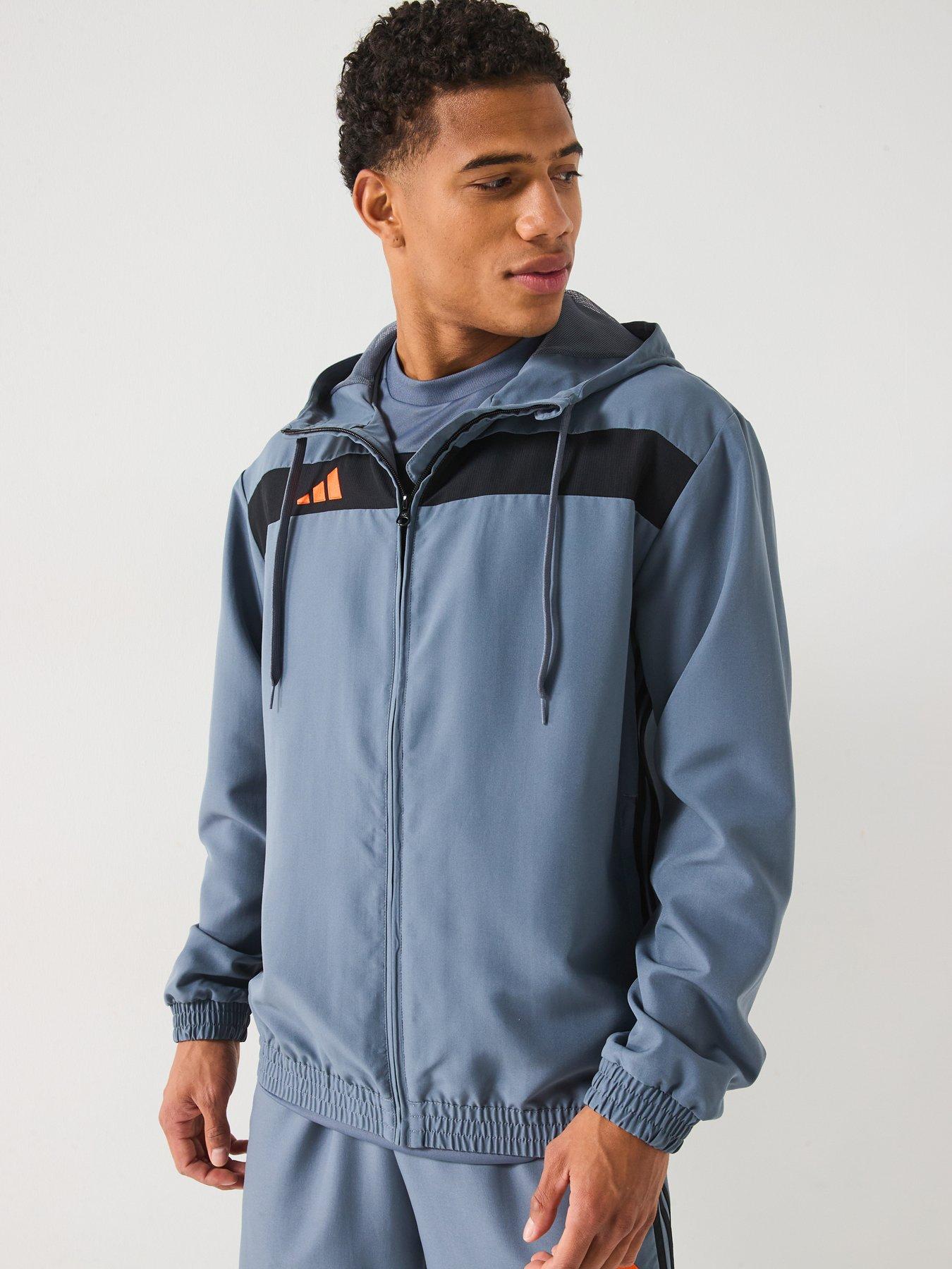 Image 4 of 5 of adidas Mens Tiro Essentials Woven Hoody - Grey/orange