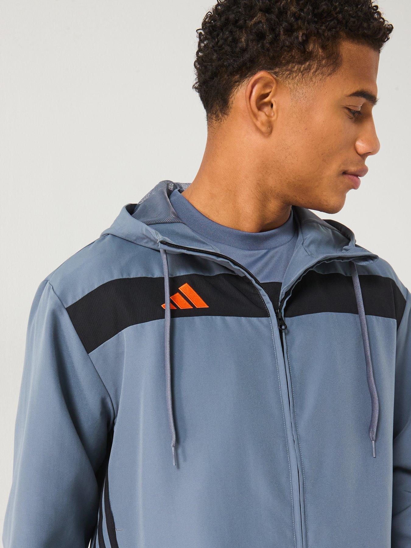 Image 5 of 5 of adidas Mens Tiro Essentials Woven Hoody - Grey/orange