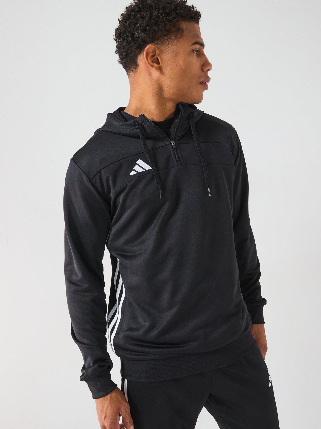 Image 1 of 6 of adidas Mens Tiro Essentials 1/4 Zip Hoodie - Black/white