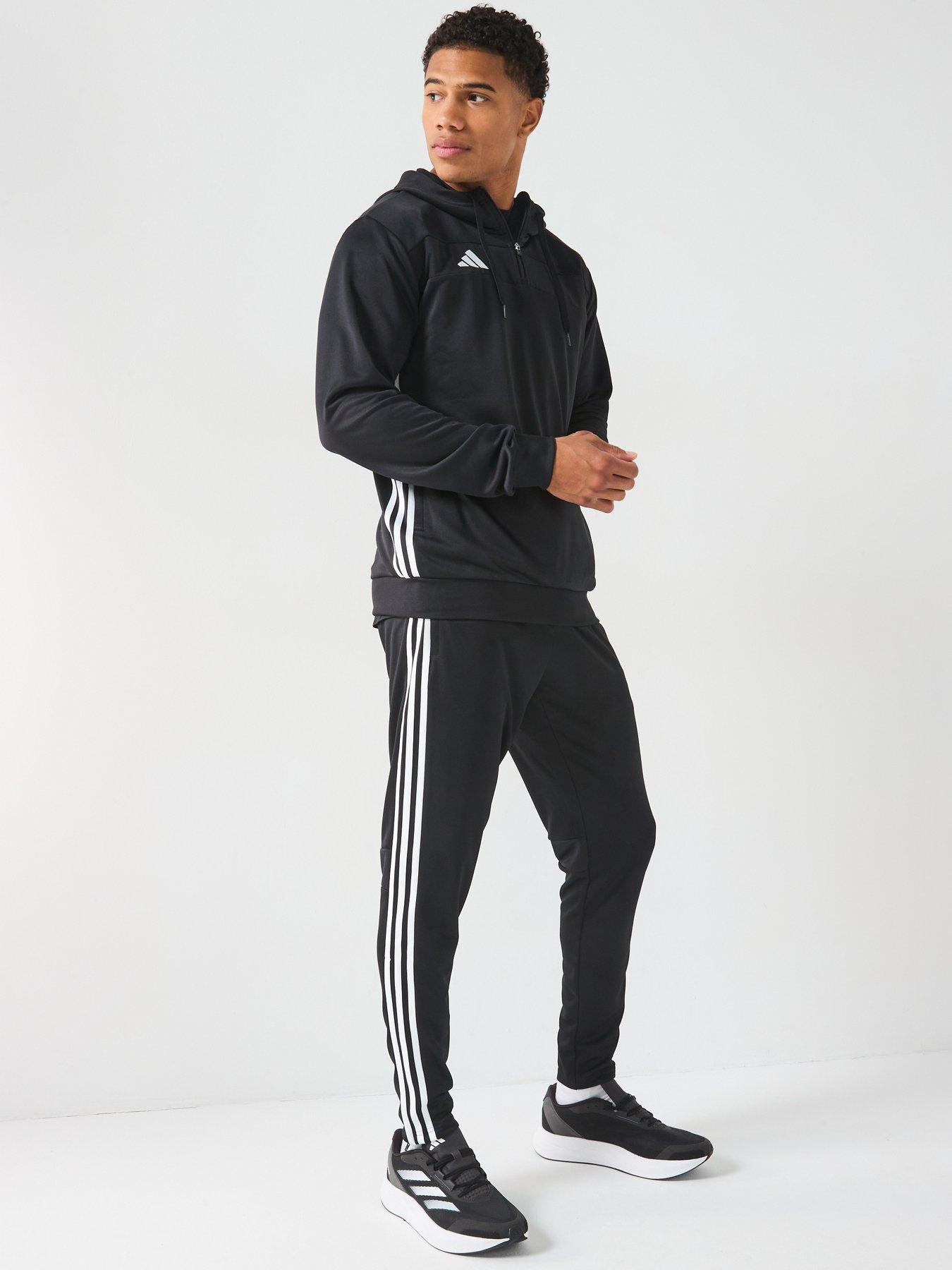 Image 3 of 6 of adidas Mens Tiro Essentials 1/4 Zip Hoodie - Black/white