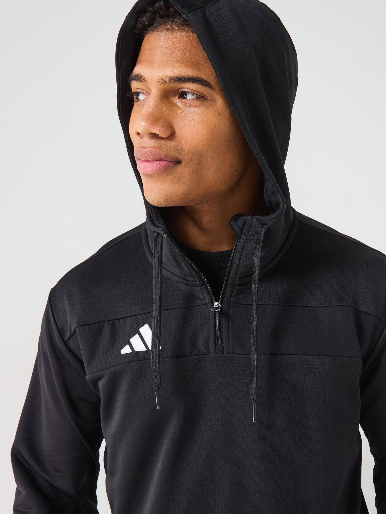 Image 4 of 6 of adidas Mens Tiro Essentials 1/4 Zip Hoodie - Black/white