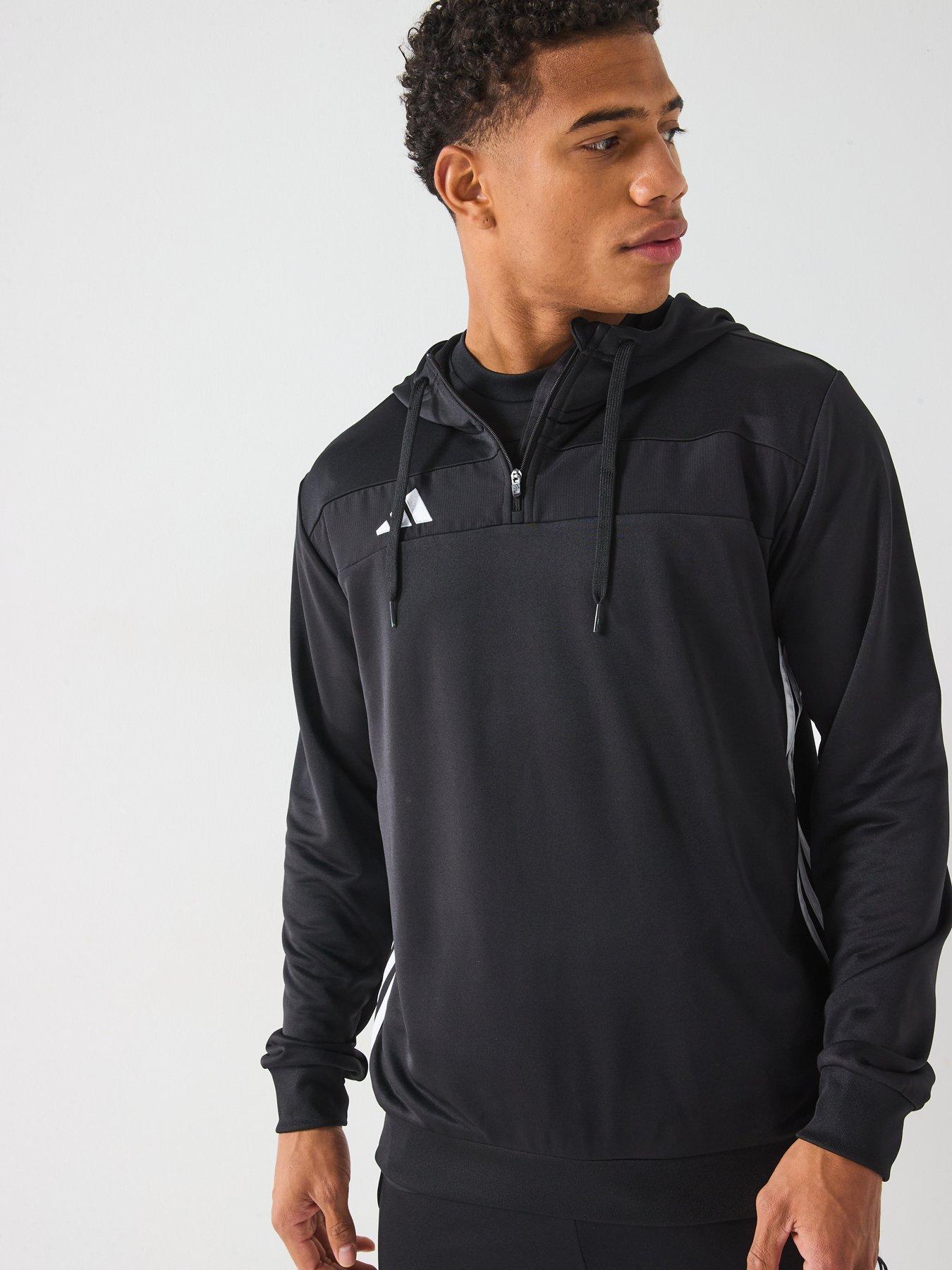 Image 5 of 6 of adidas Mens Tiro Essentials 1/4 Zip Hoodie - Black/white