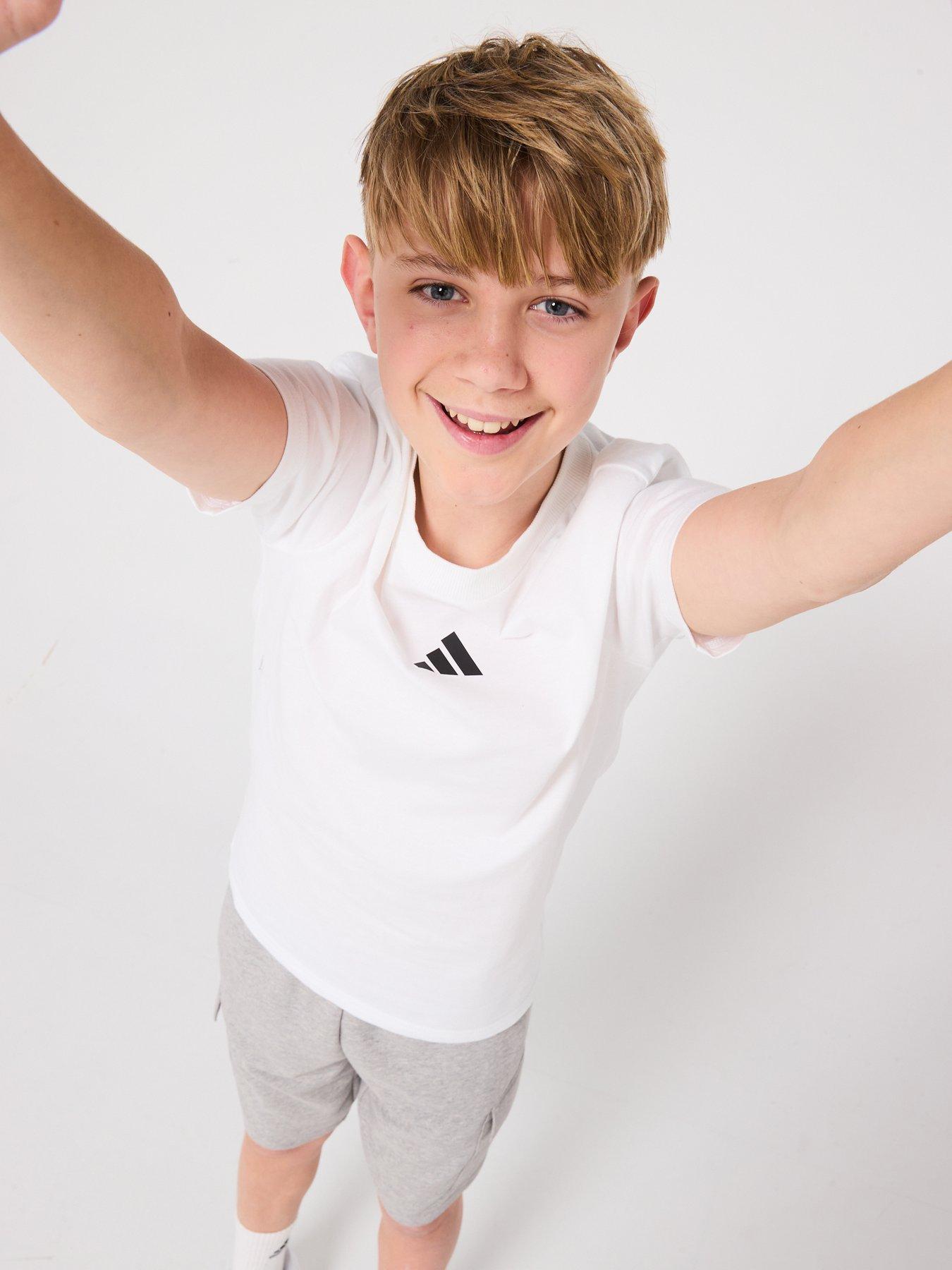 Image 4 of 6 of adidas Sportswear Junior Boys Essentials T-Shirt  - White