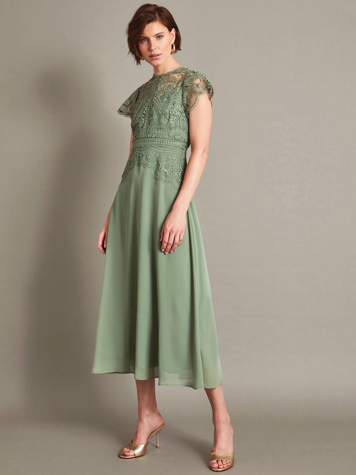 undefined Monica Lace Midi Dress Green