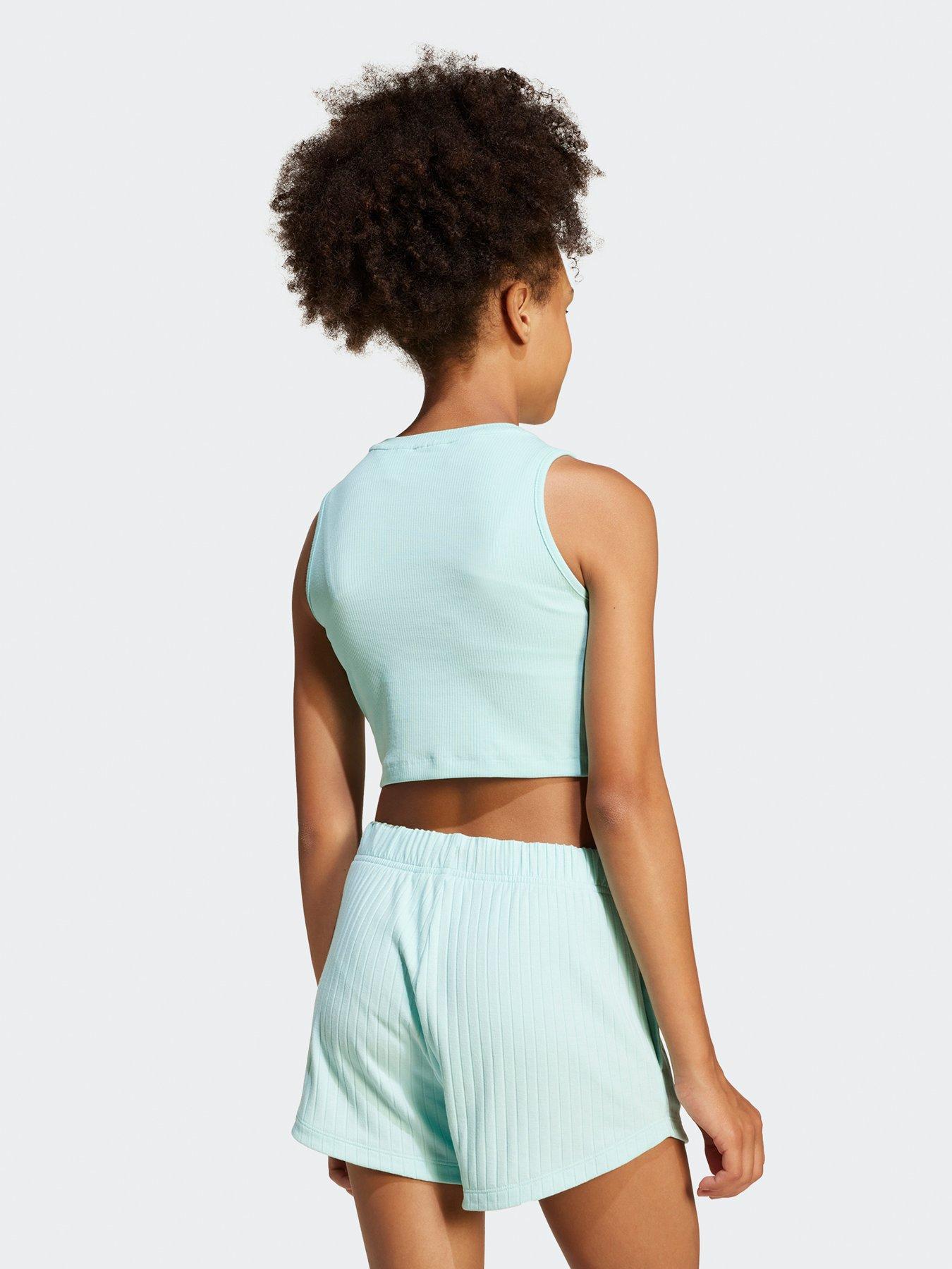 Image 2 of 5 of adidas Originals Junior Girls Ribbed Tank Top - Semi Flash Aqua