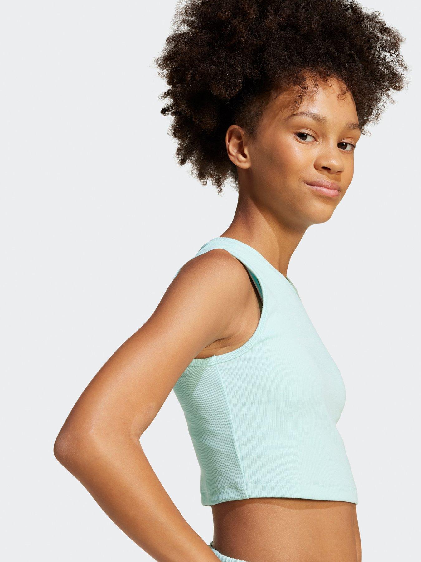 Image 4 of 5 of adidas Originals Junior Girls Ribbed Tank Top - Semi Flash Aqua