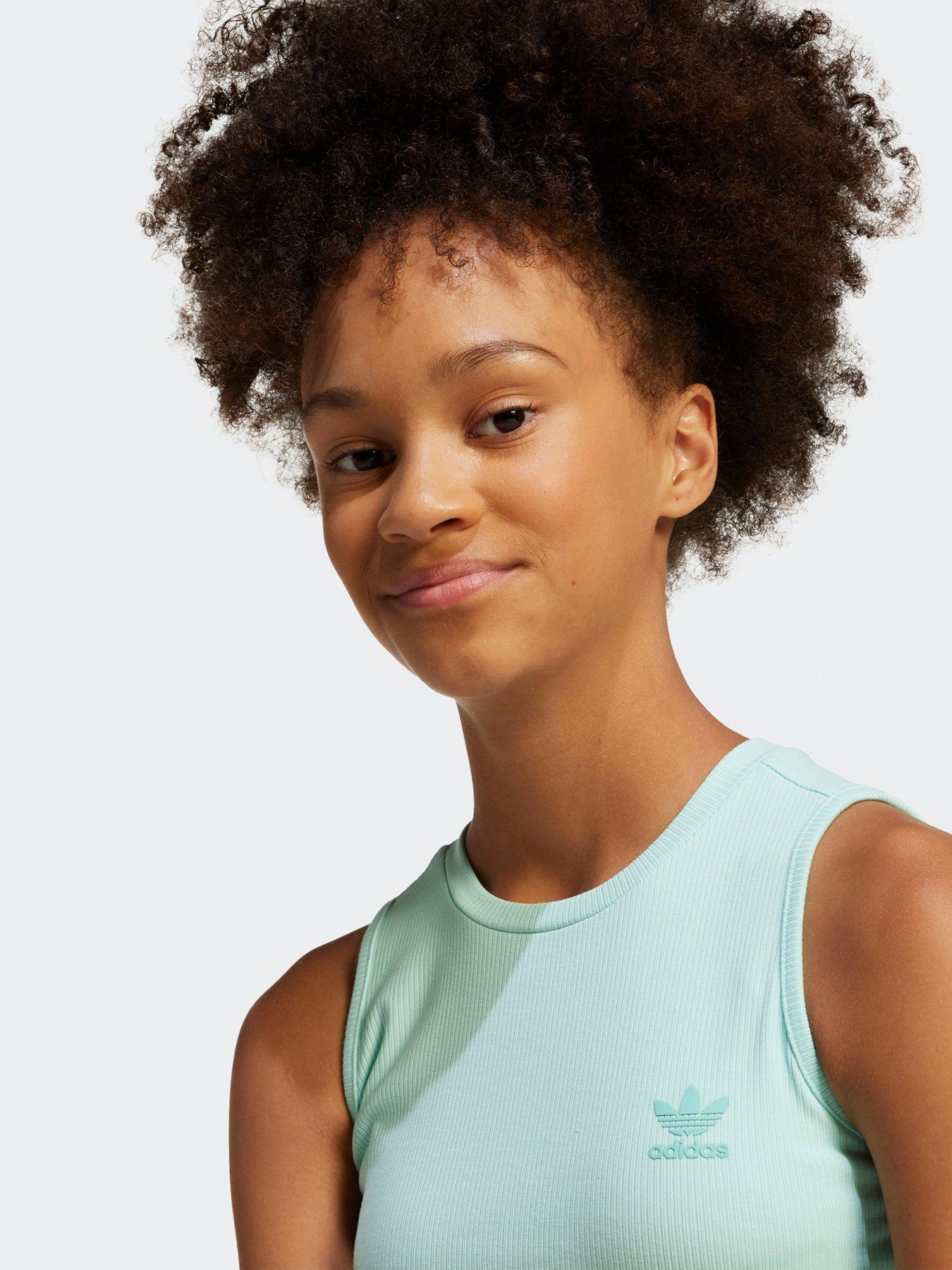 Image 5 of 5 of adidas Originals Junior Girls Ribbed Tank Top - Semi Flash Aqua