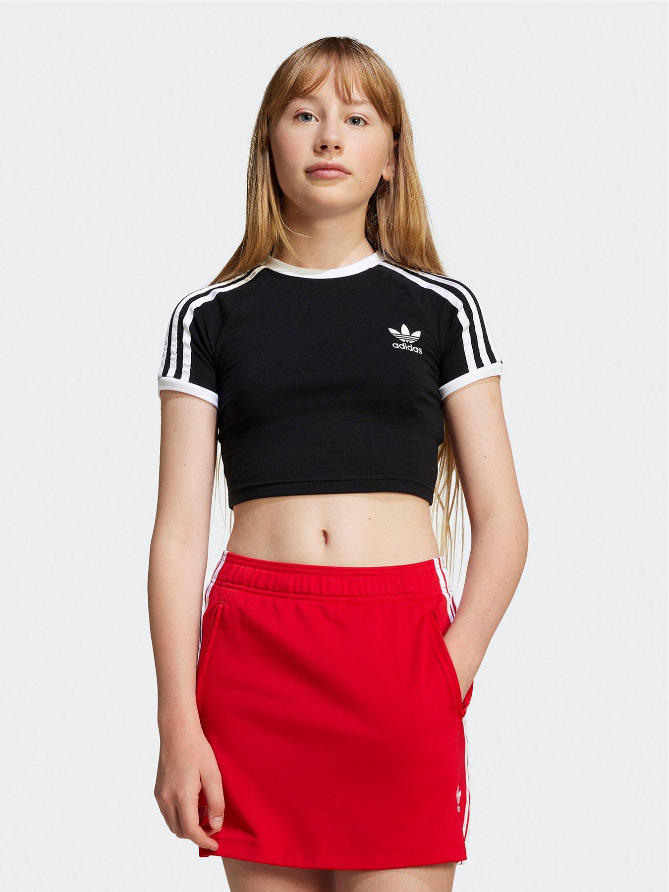 undefined Junior Girls 3-stripes Crop T-shirt - Black