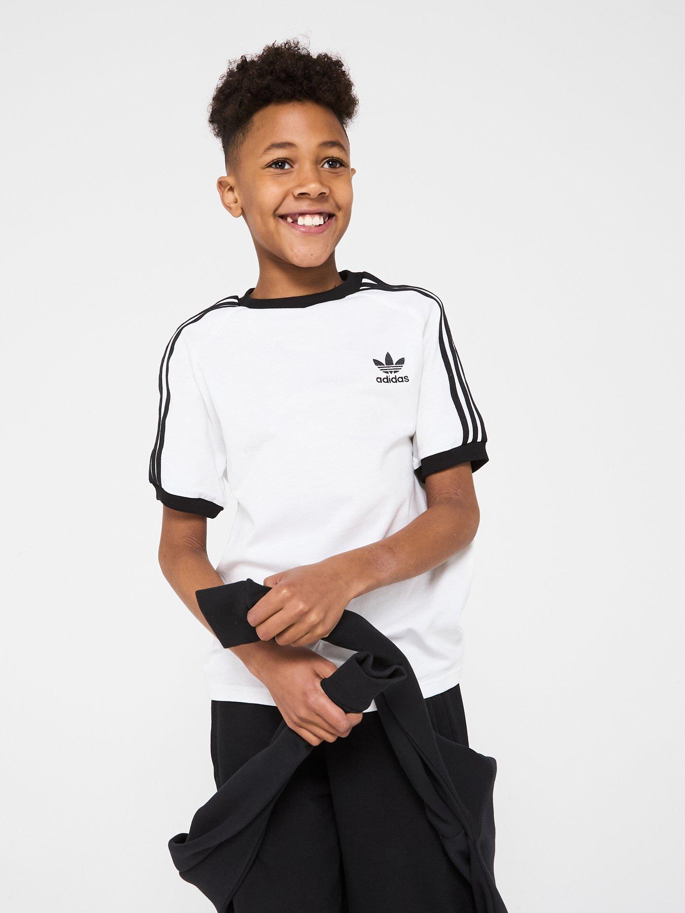 undefined Junior Boys Adicolor 3-Stripes T-Shirt - White
